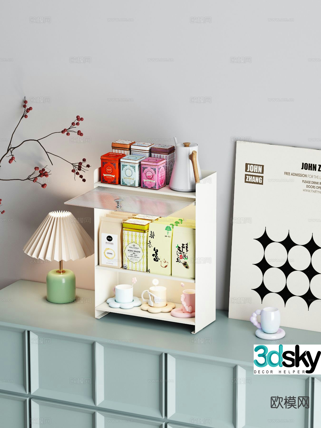 tea set tea leaves tea box scented tea 3d model
