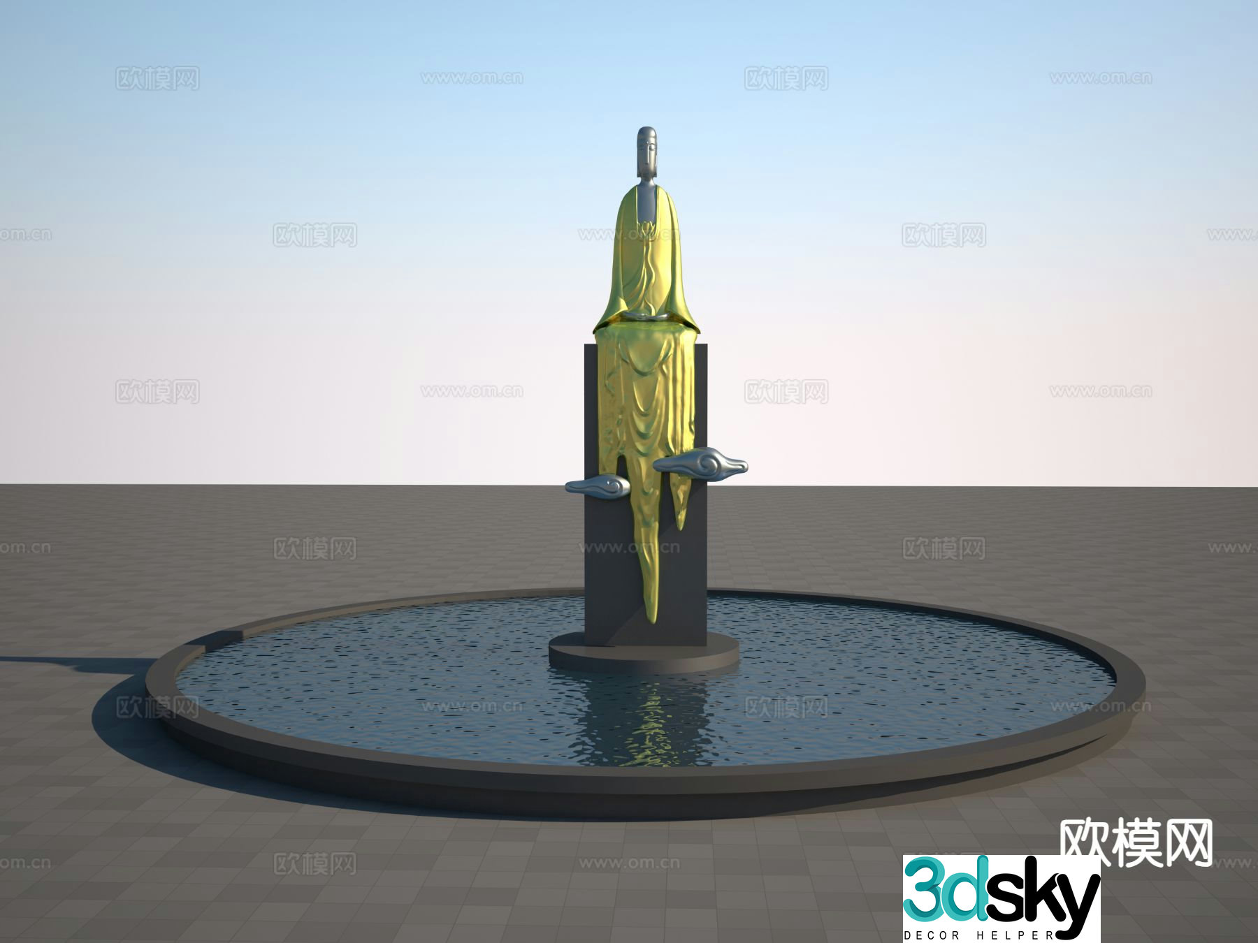Chinese style Buddha sculpture 3d model
