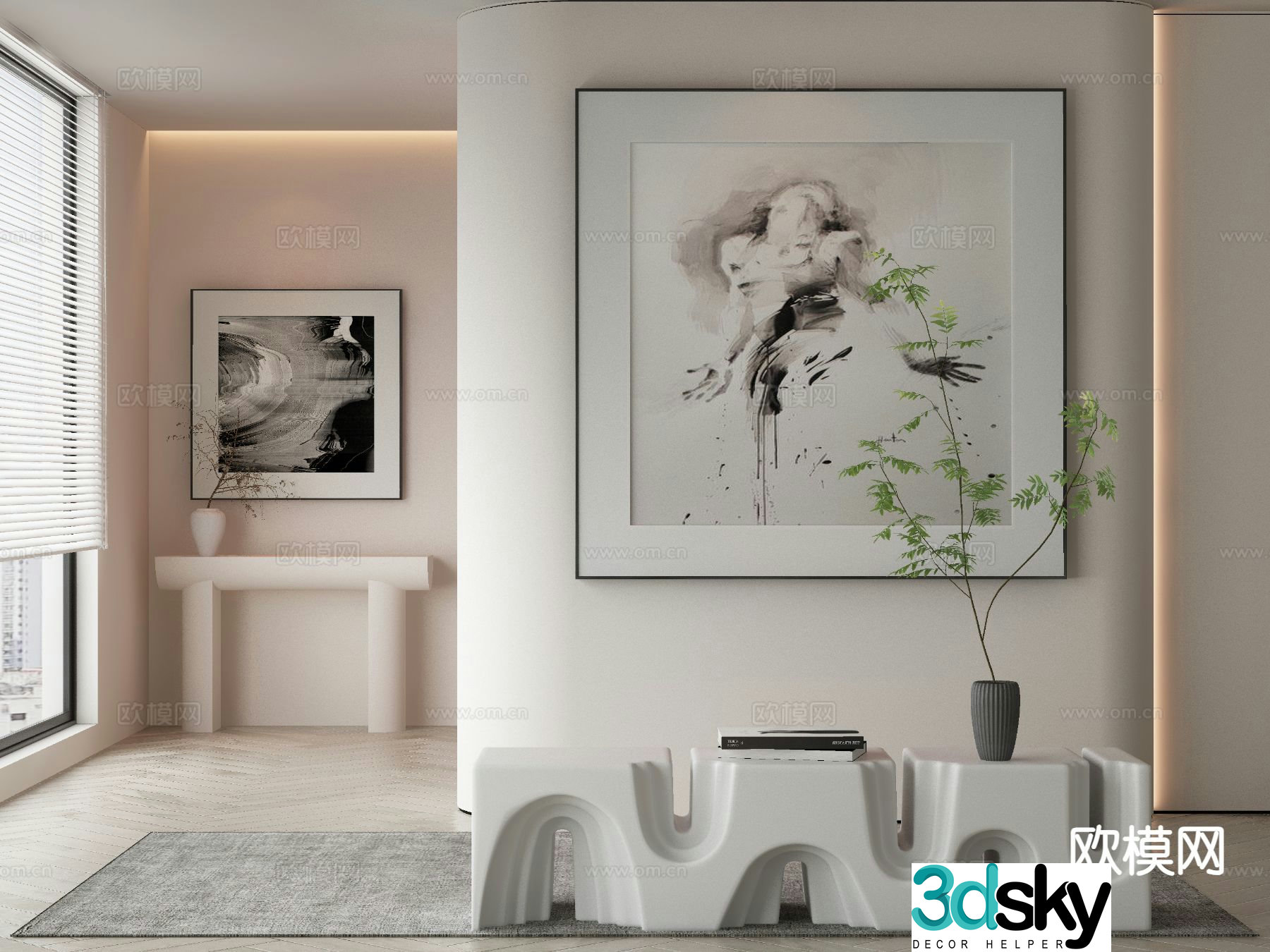 Abstract figure painting decorative painting 3d model