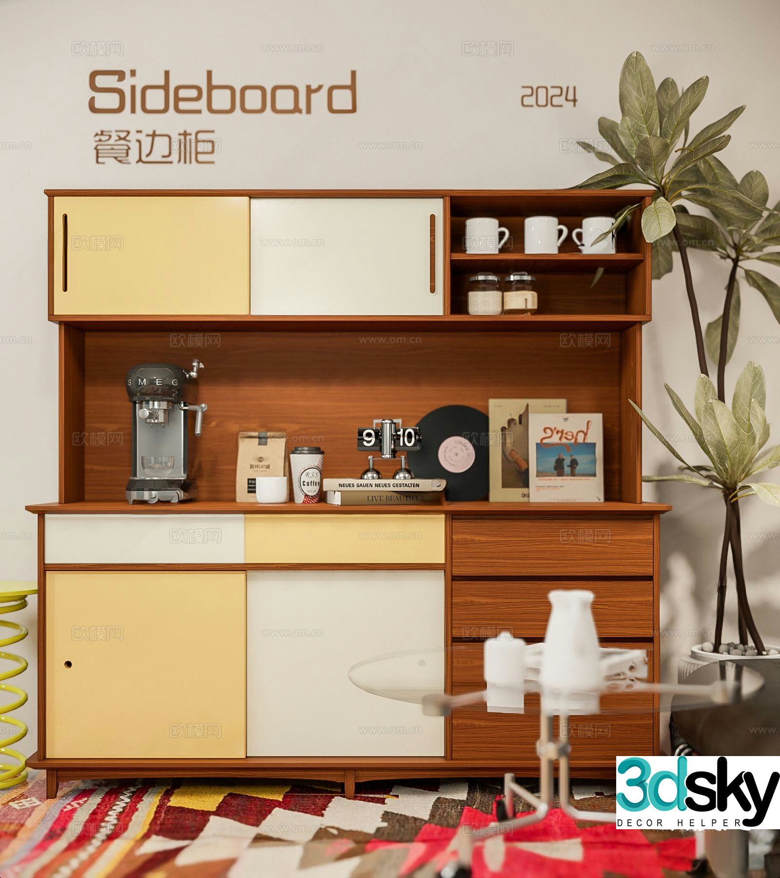 Medieval style sideboard 3d model
