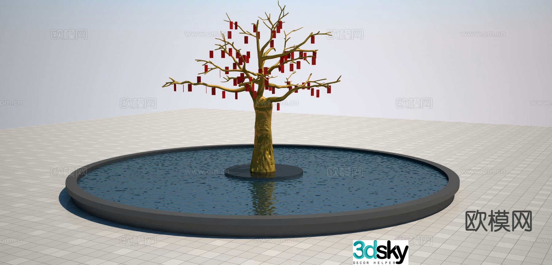 Modern money tree sculpture red envelope tree 3d model