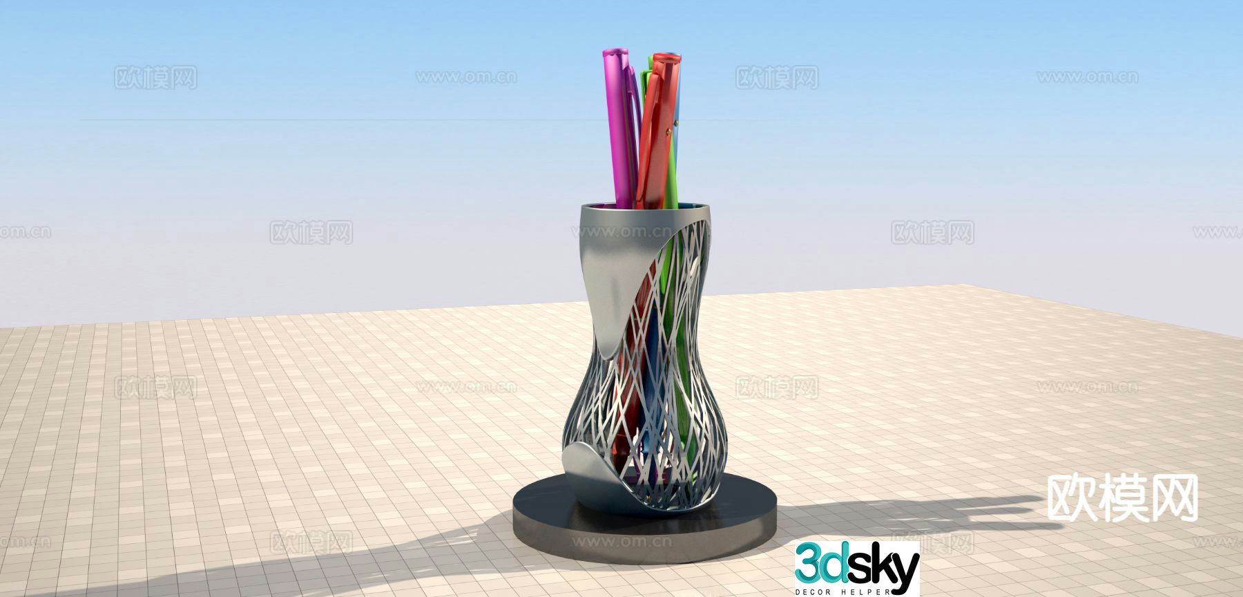 Simple hollow pen holder 3D model