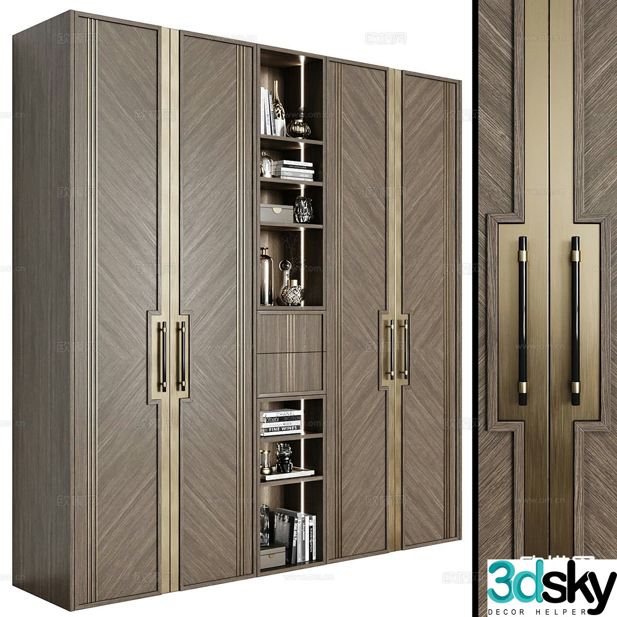 Light luxury wardrobe decorative cabinet 3D model