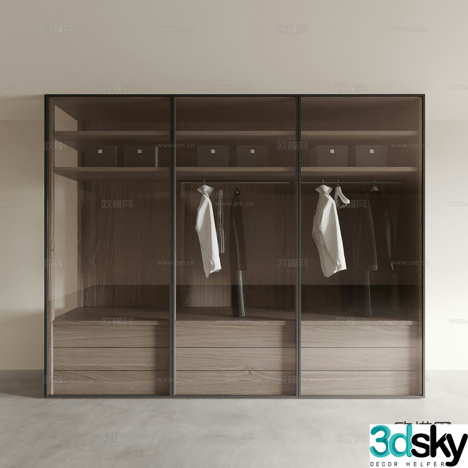 glass wardrobe wardrobe 3d model