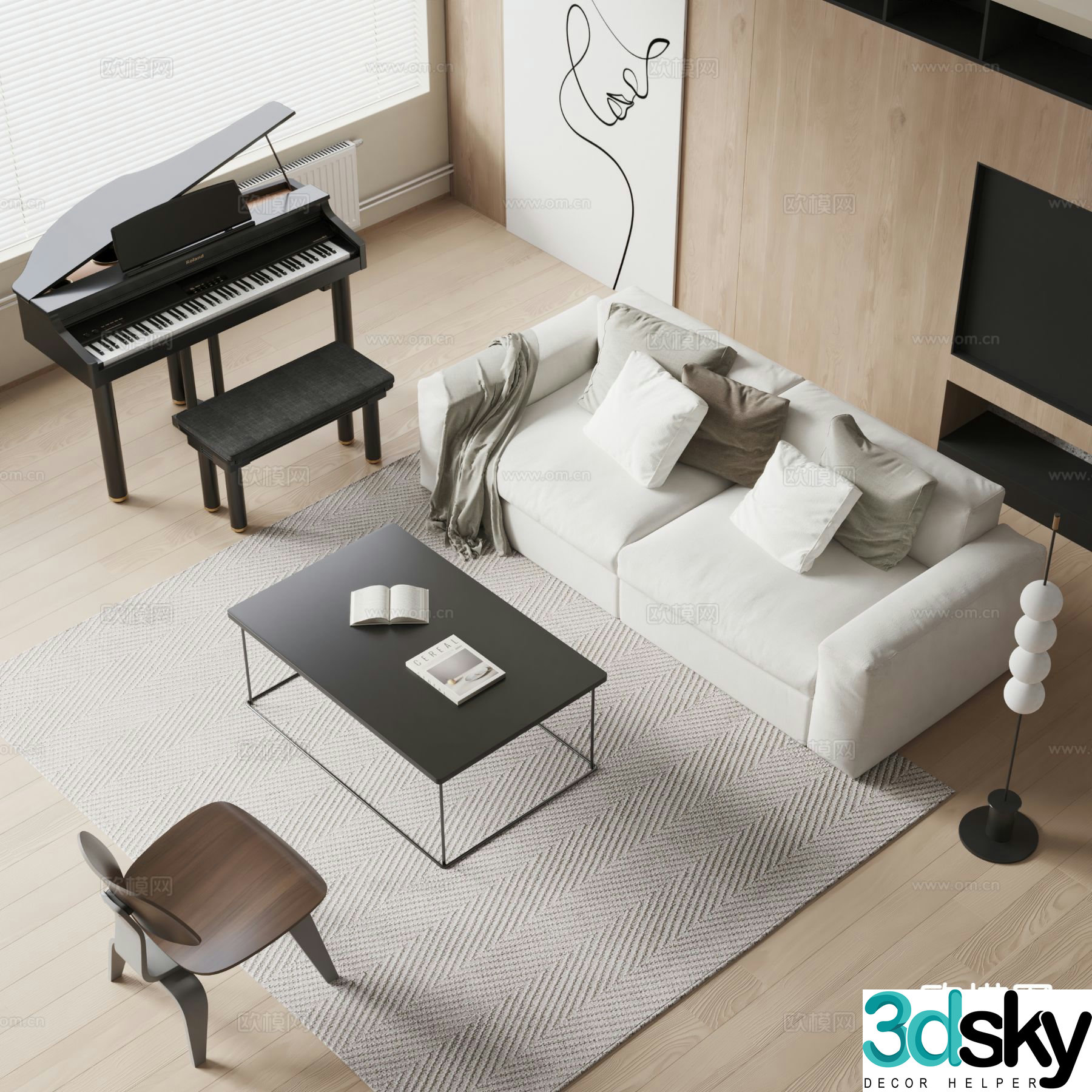Modern modular sofa piano 3d model