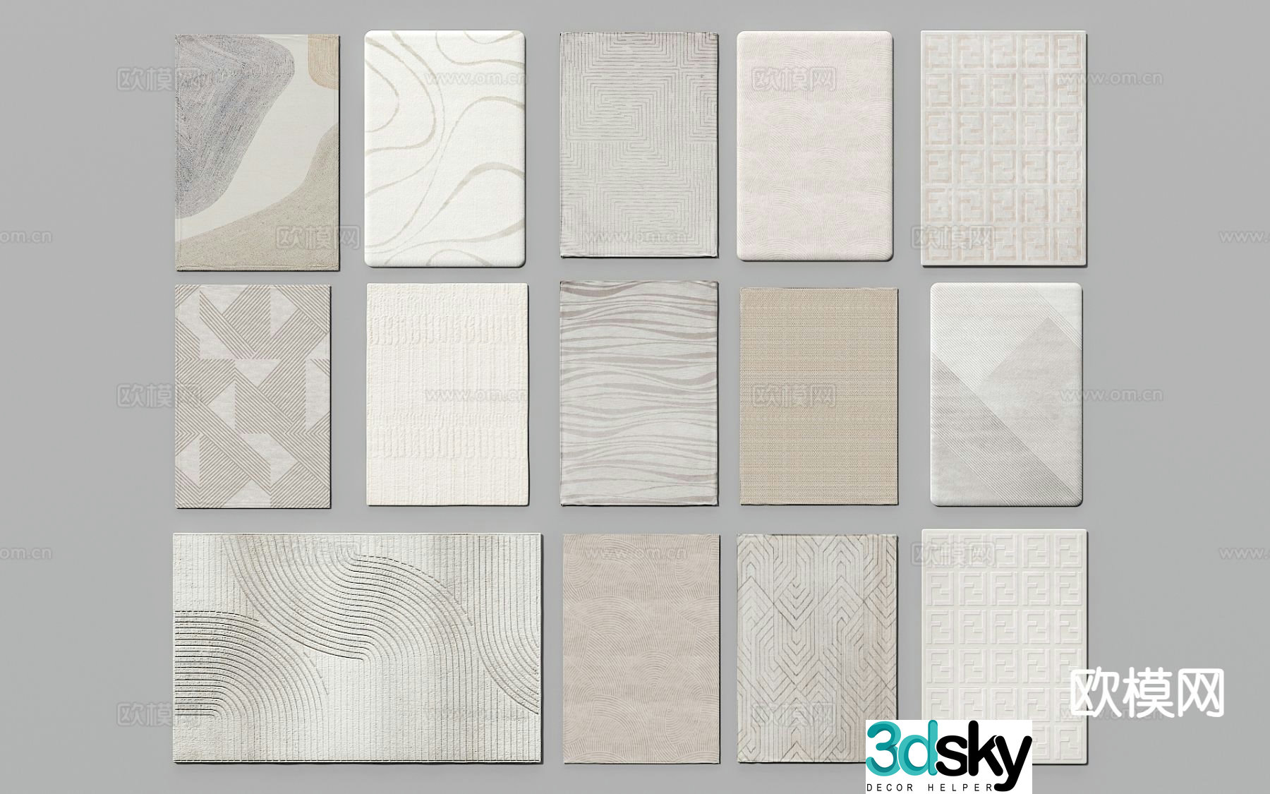Modern carpet square rug 3d model