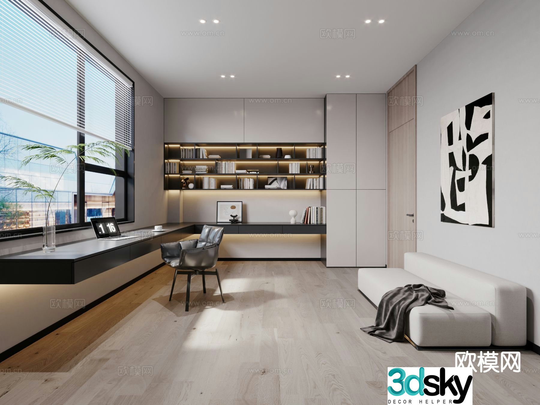 Modern minimalist study 3d model