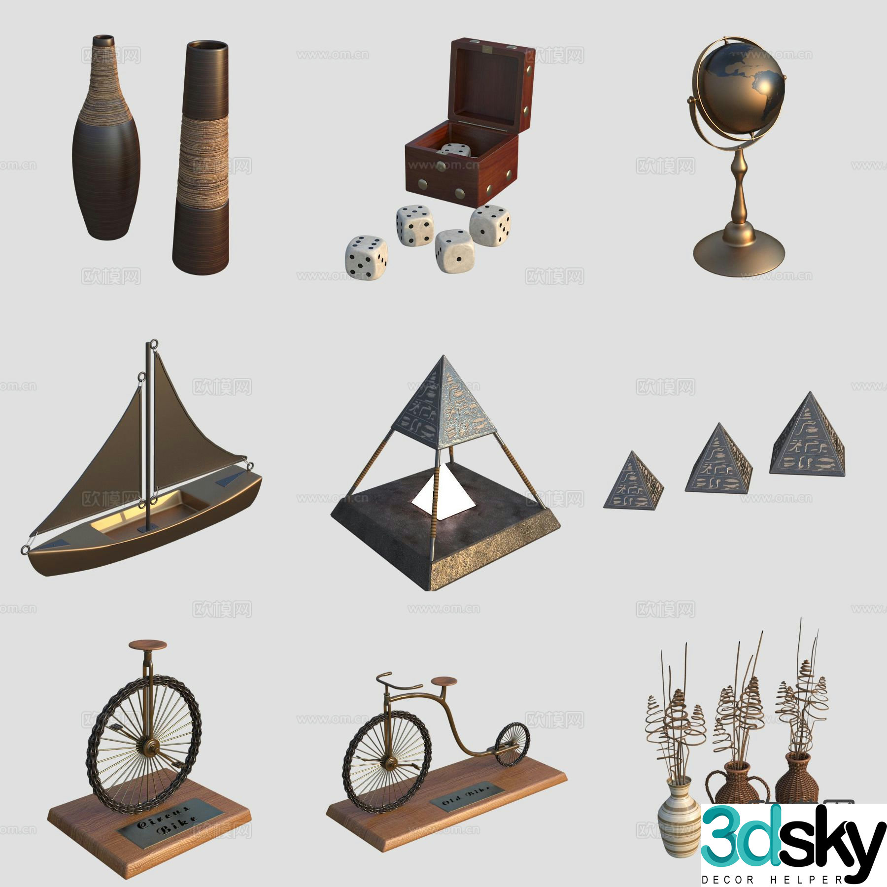 Medieval style decorations ornaments handicrafts dice 3D model