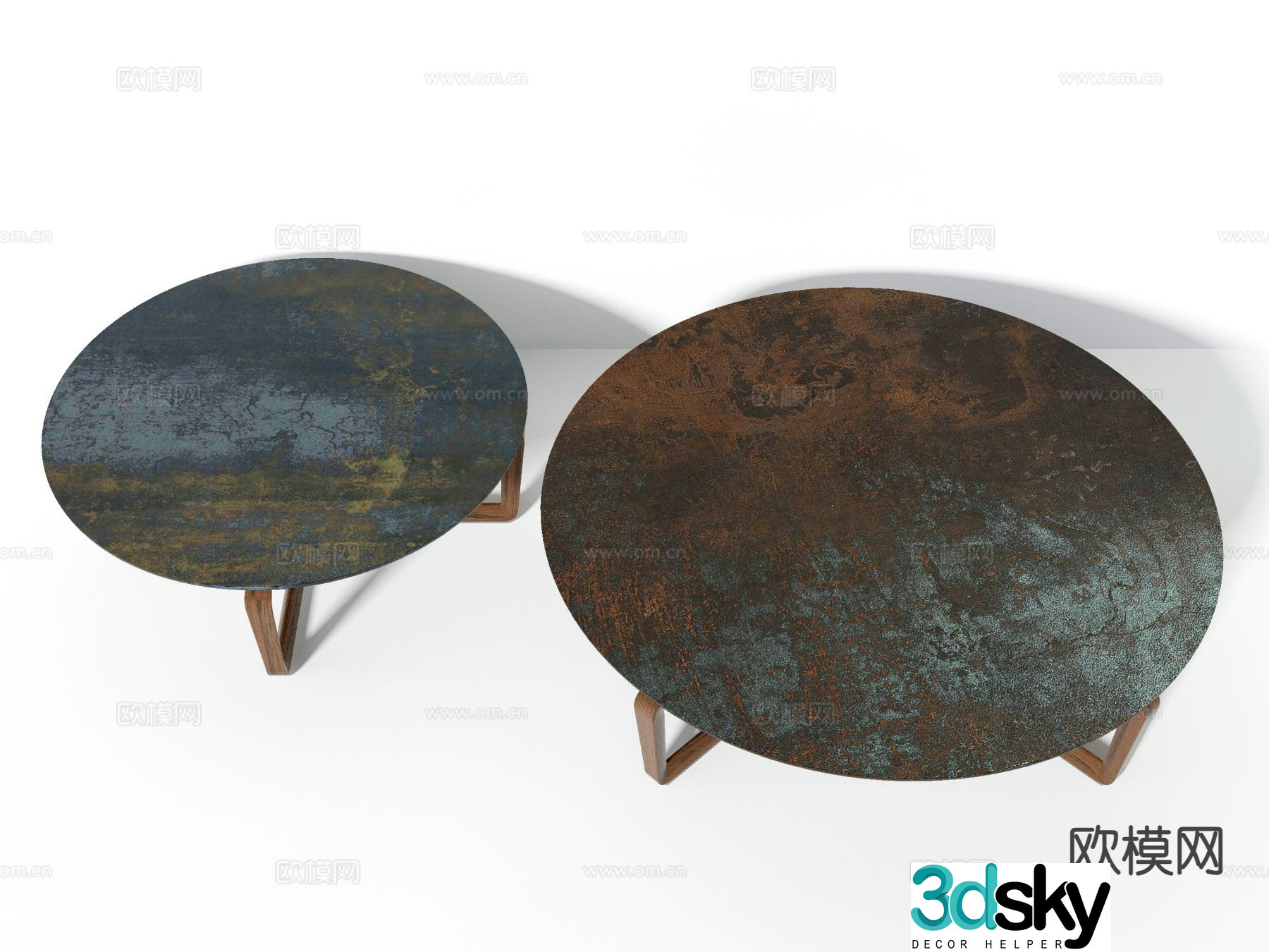 Modern double coffee table 3d model