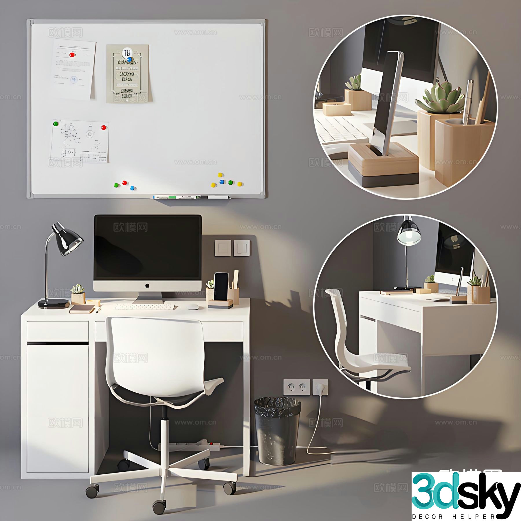 Nordic desk computer desk 3d model