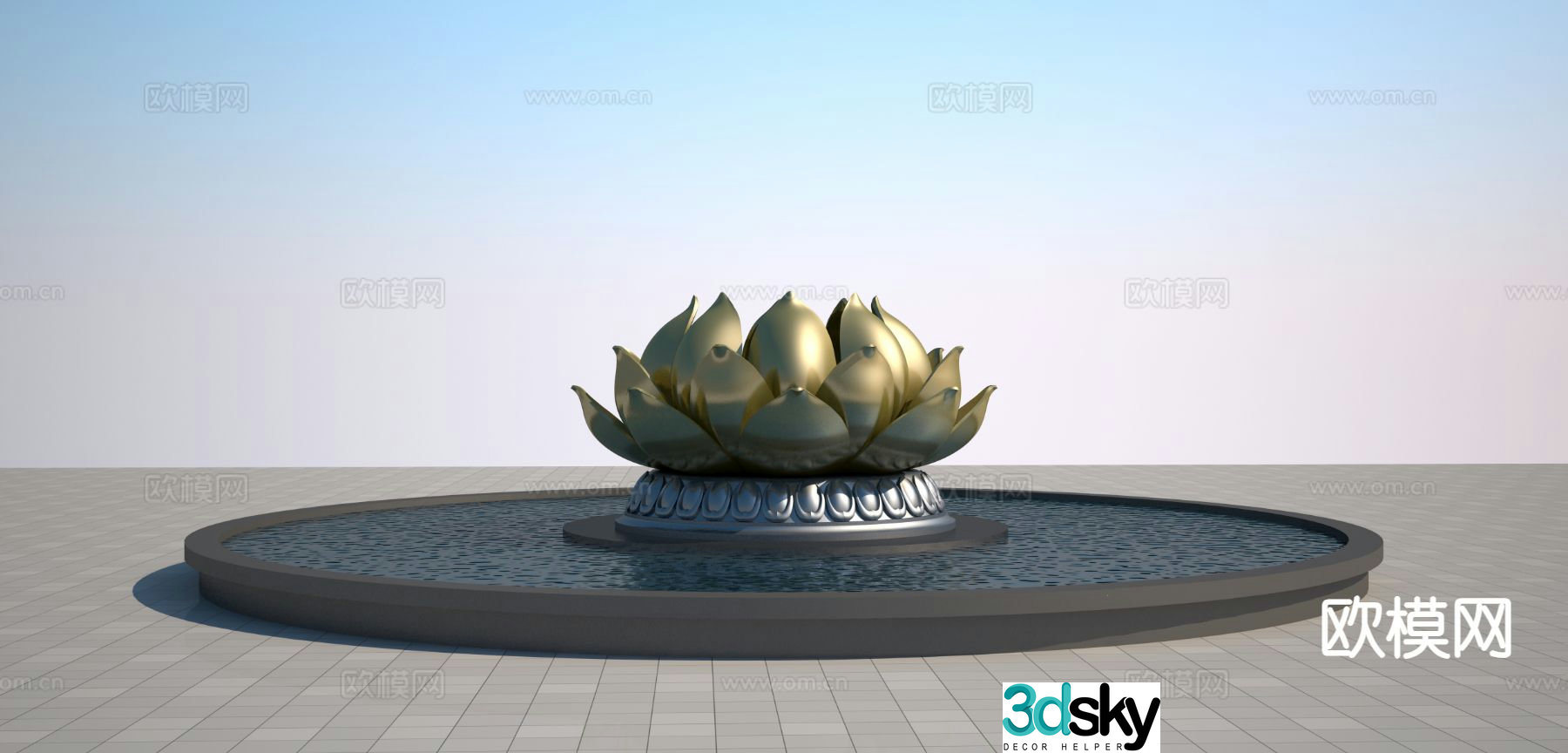 Chinese lotus sculpture urban sculpture 3d model
