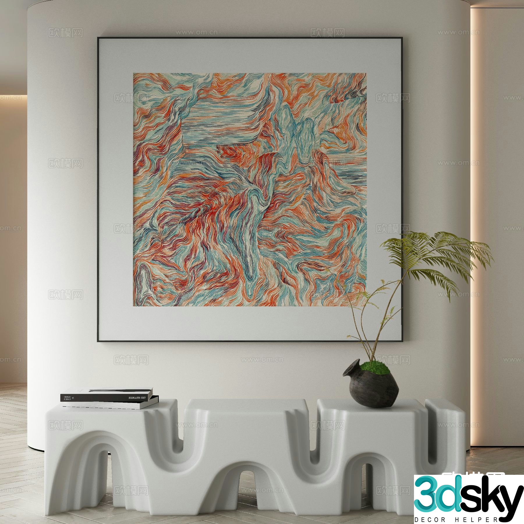 Modern decorative painting abstract oil painting 3d model