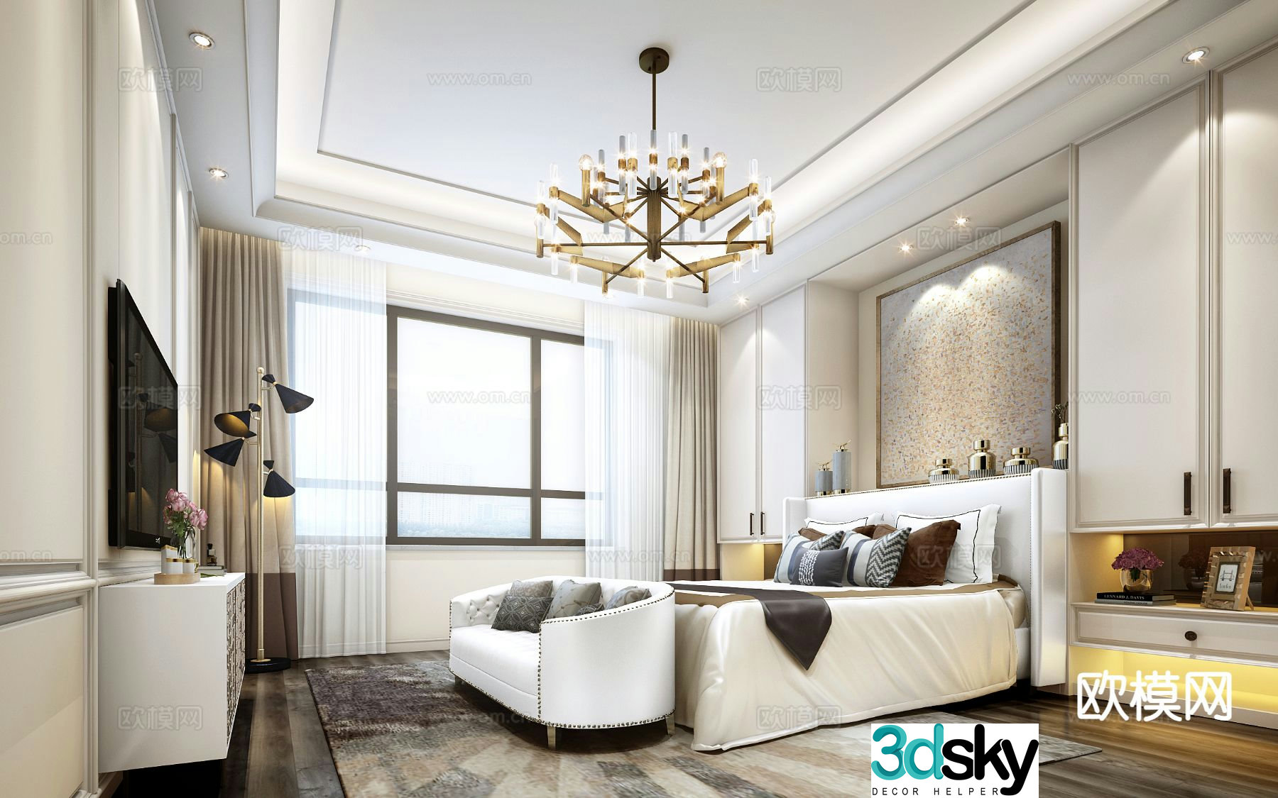 Light luxury bedroom master bedroom 3d model