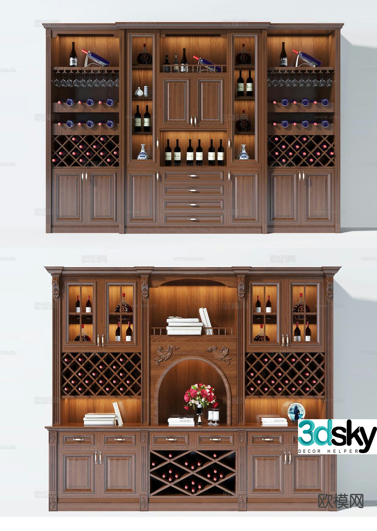 American wine cabinet custom wine cabinet sideboard 3d model