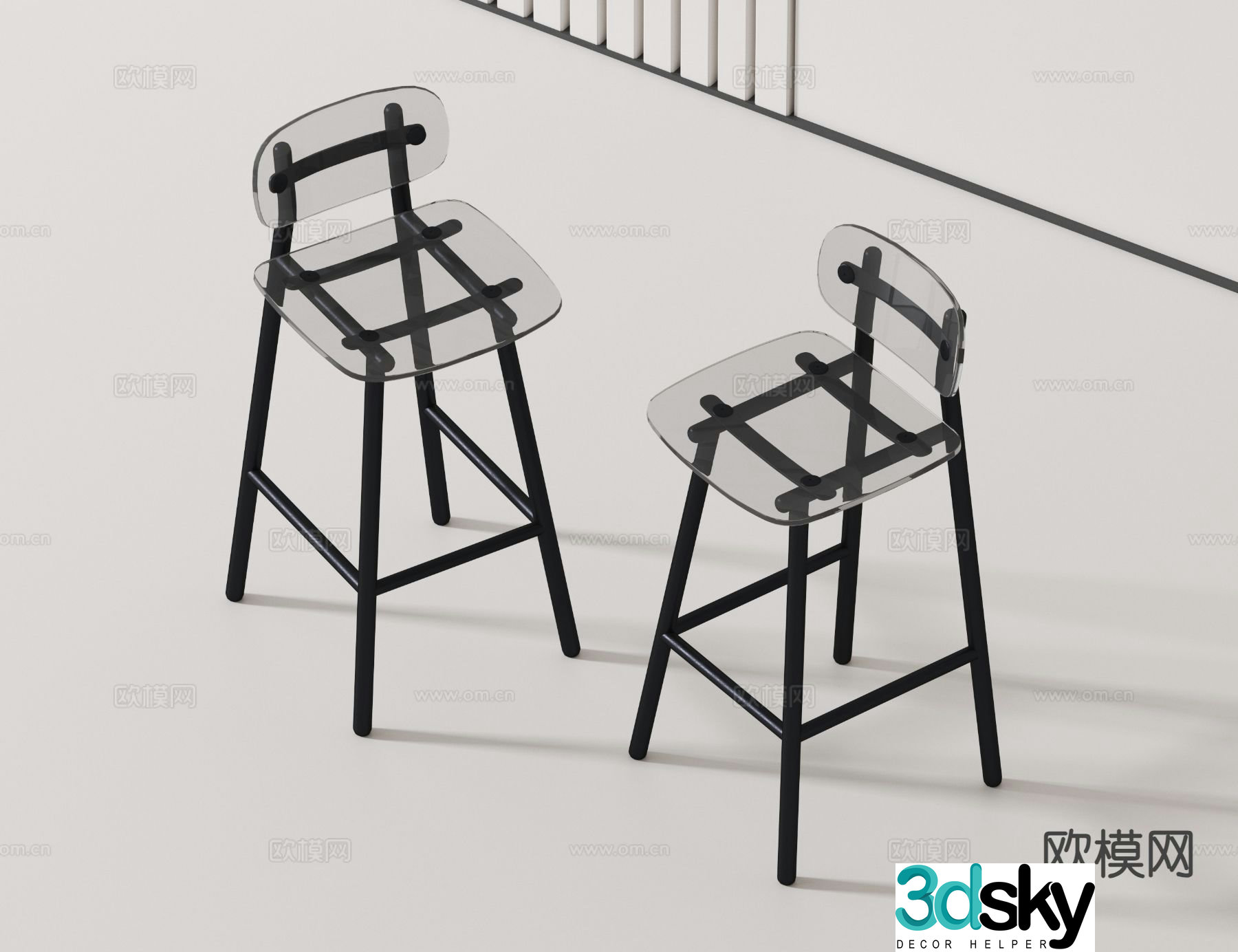 Modern acrylic bar stool bar stool 3d model