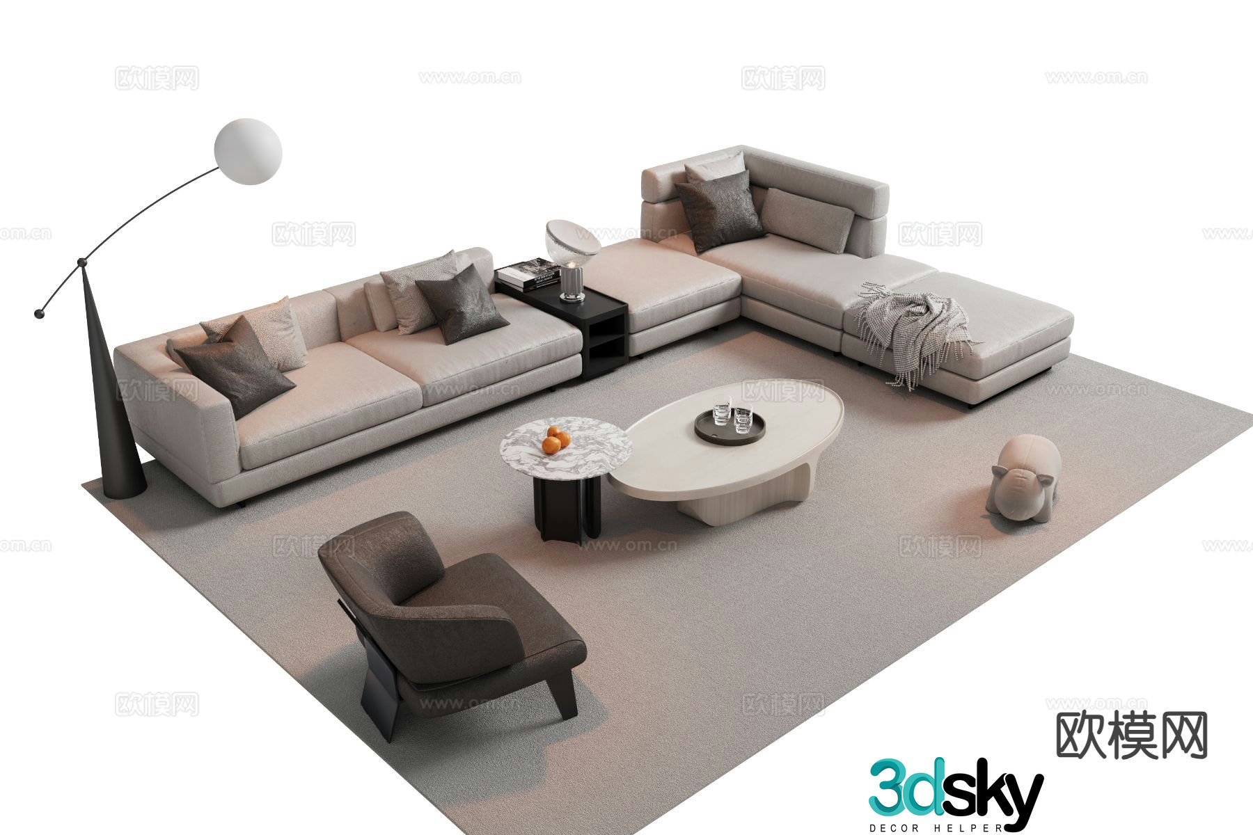 Modern sofa set 3d model