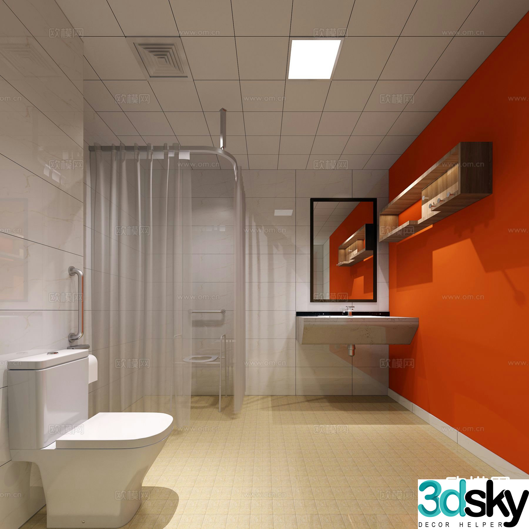 Accessible toilet bathroom 3d model