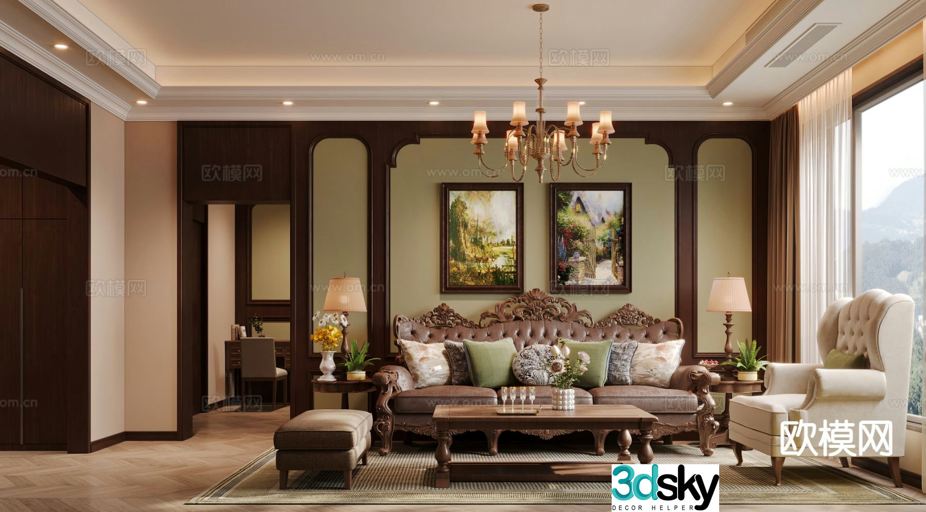 American living room 3d model