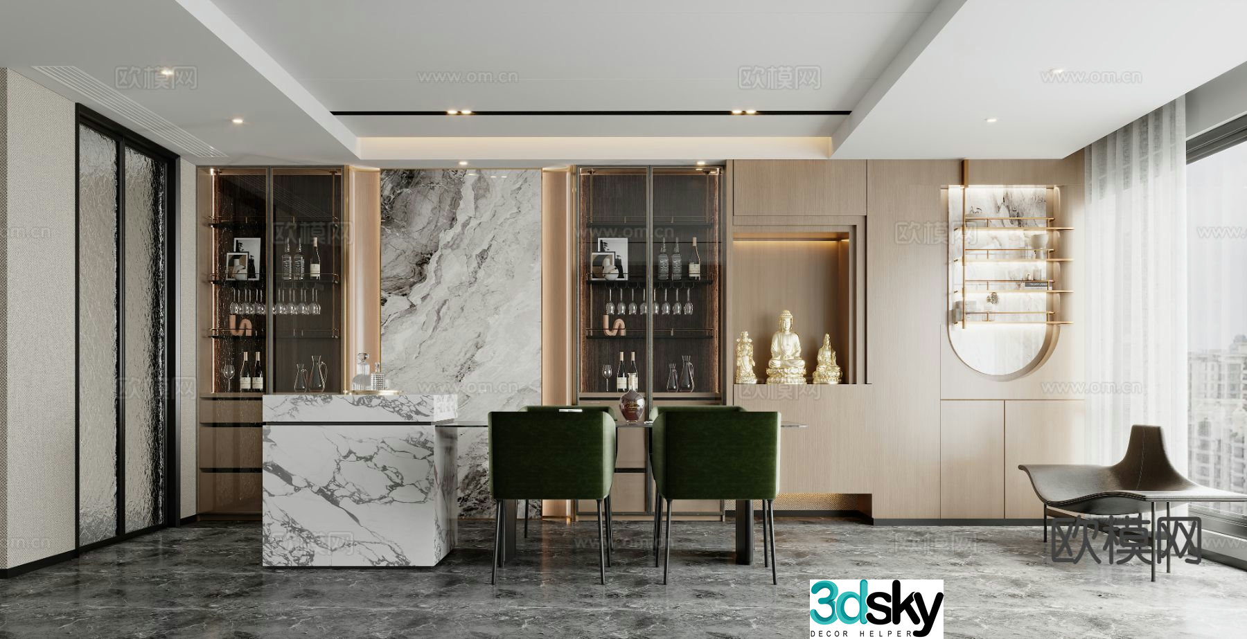 Modern island restaurant 3d model