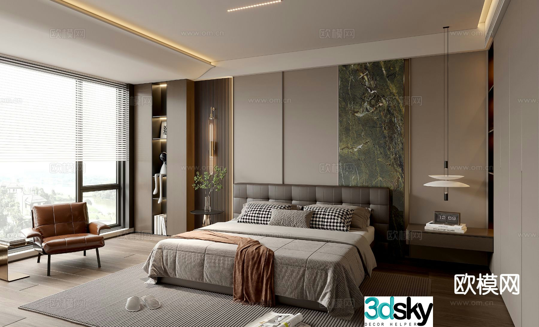 Light luxury bedroom master bedroom 3d model