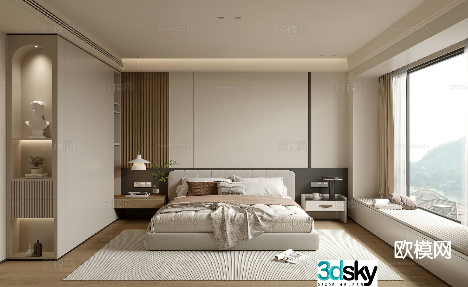 Cream style bedroom master bedroom 3d model
