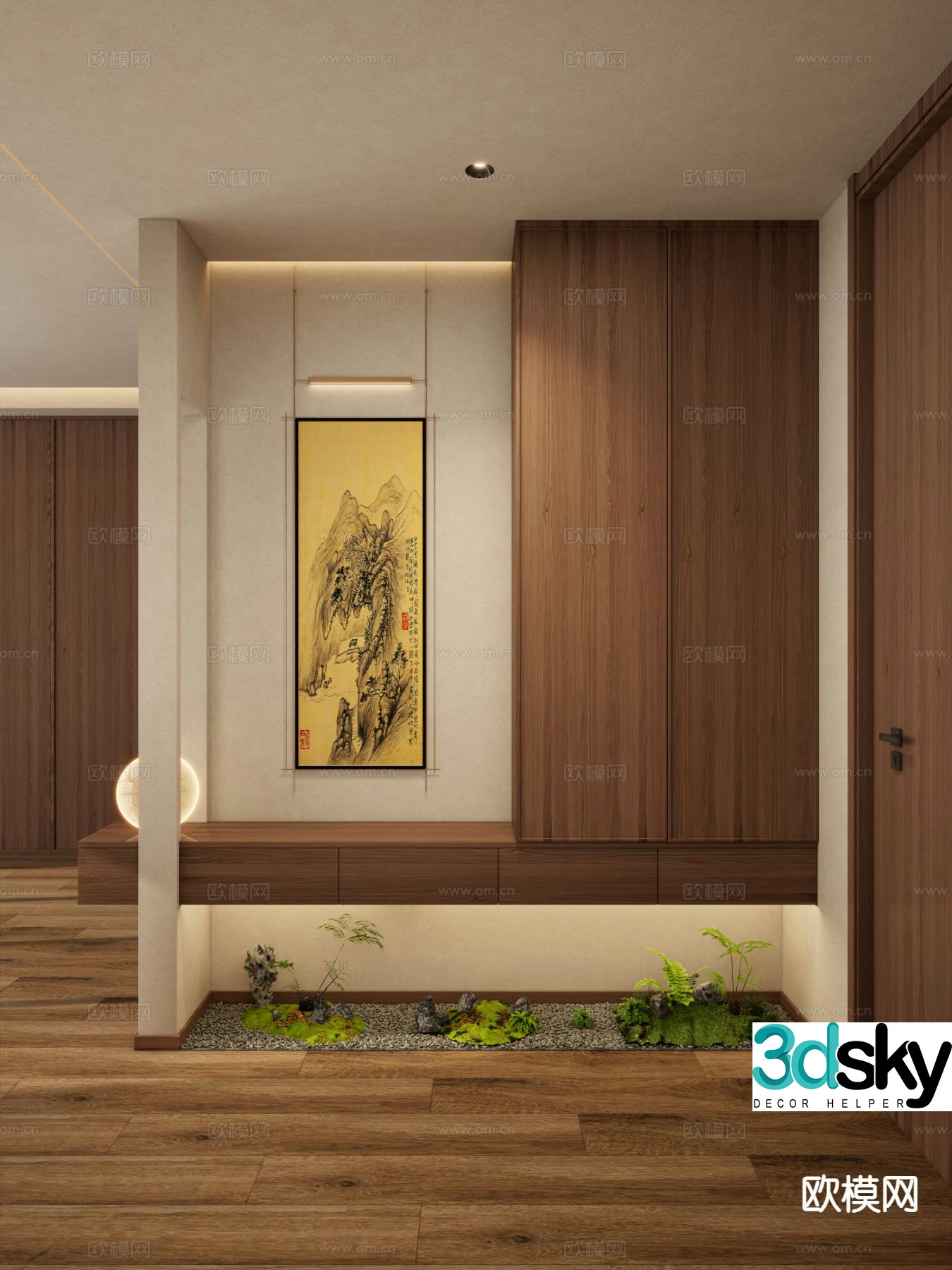 New Chinese style entrance hall entrance hall aisle 3D model