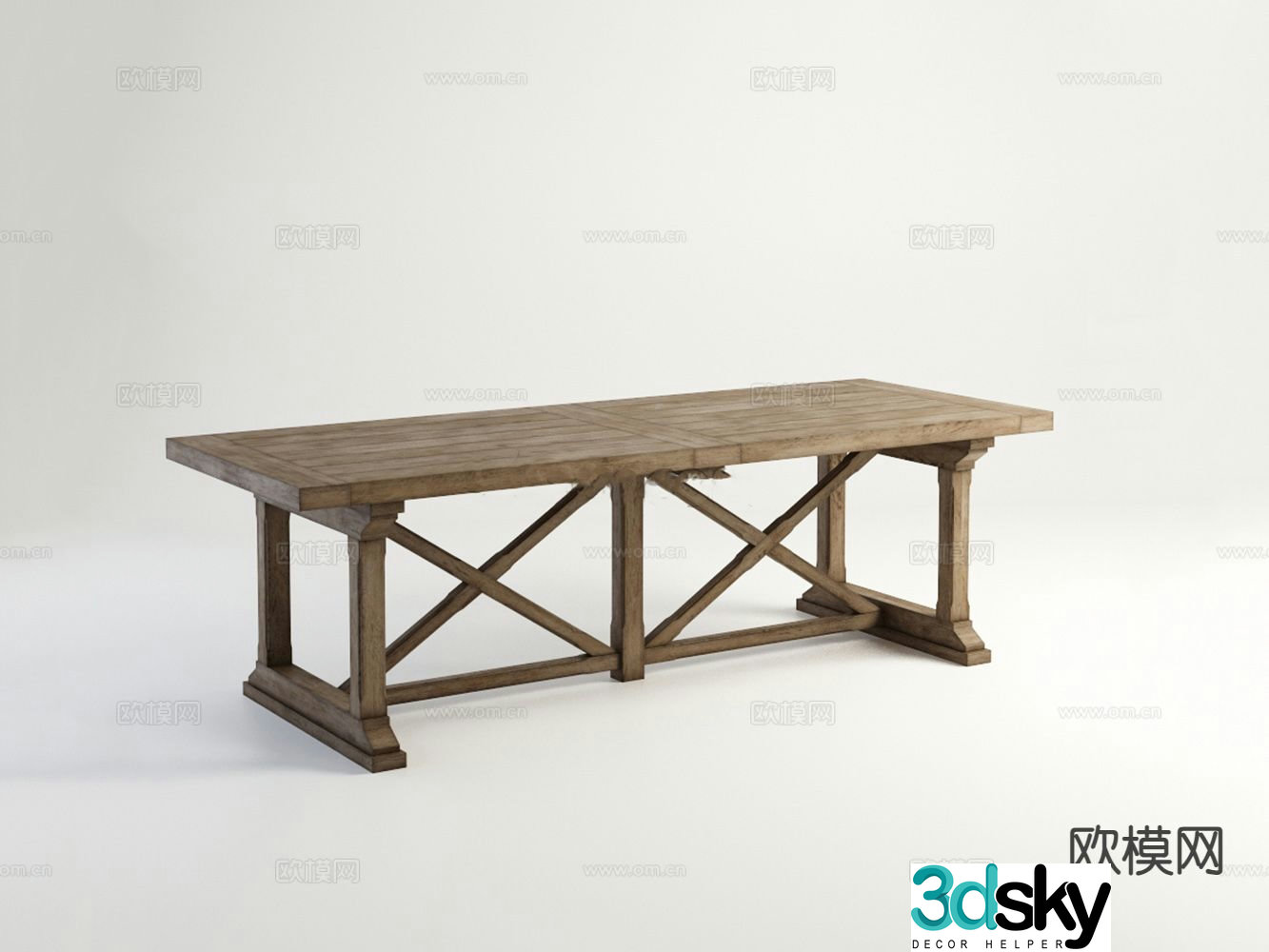 American dining table solid wood dining table 3d model