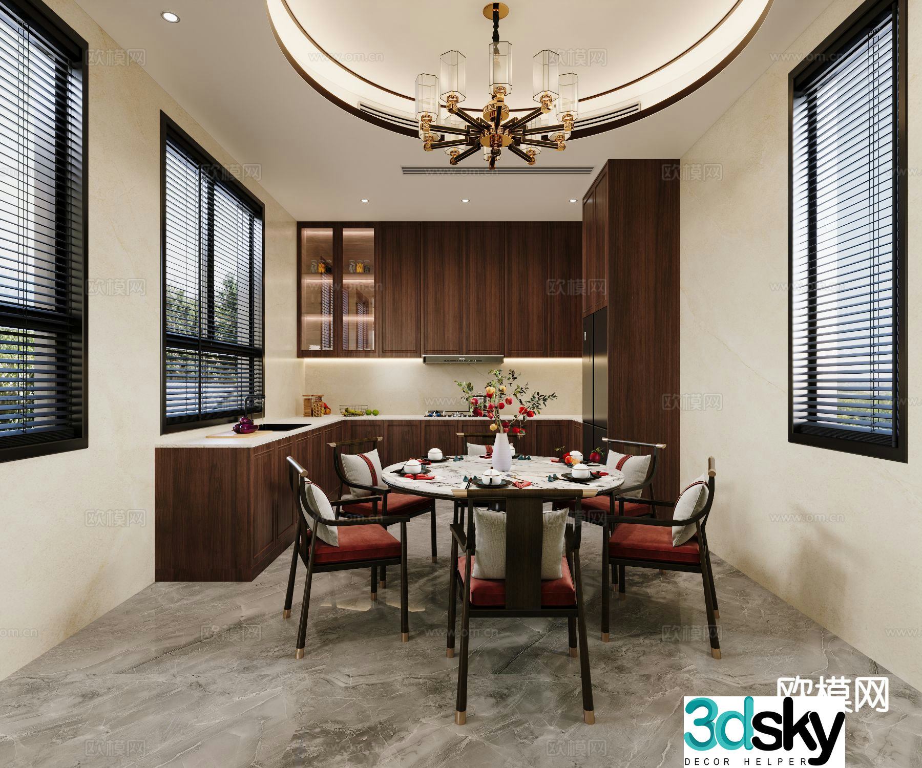 New Chinese style kitchen restaurant 3d model