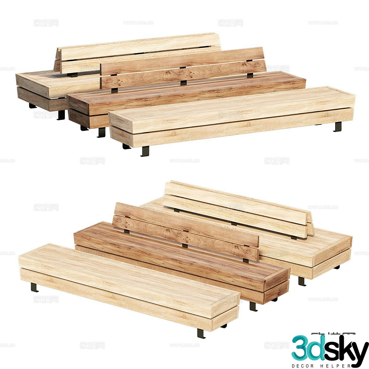 modern chair bench bench outdoor chair 3d model
