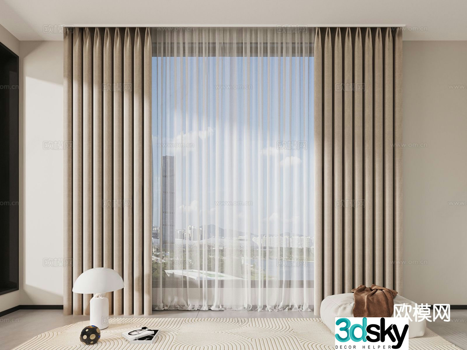 Cream wind curtain 3d model