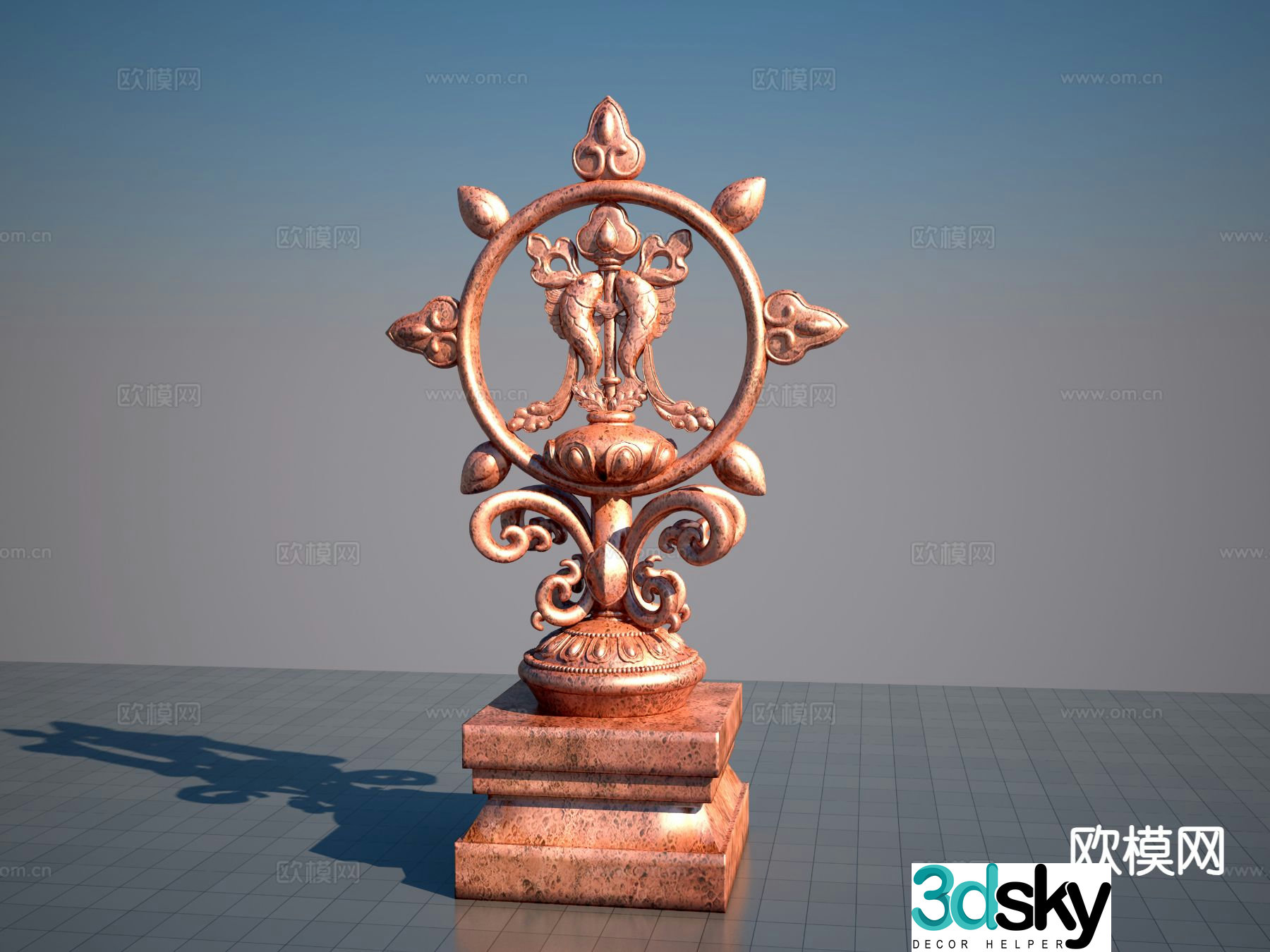 Auspicious Eight Treasures Sculpture 3D model