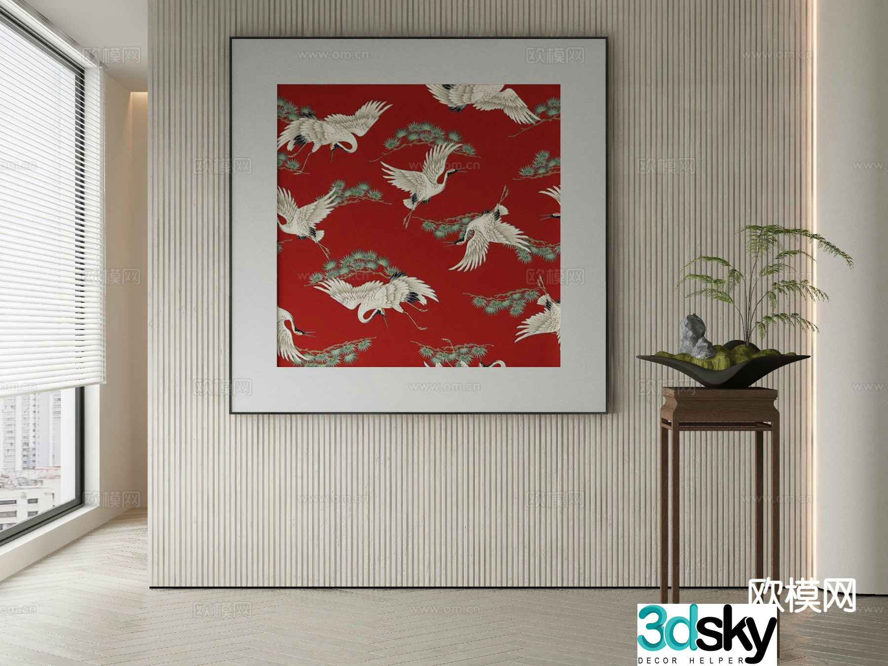 New Chinese Art Painting Crane Painting Decorative Painting 3D Model