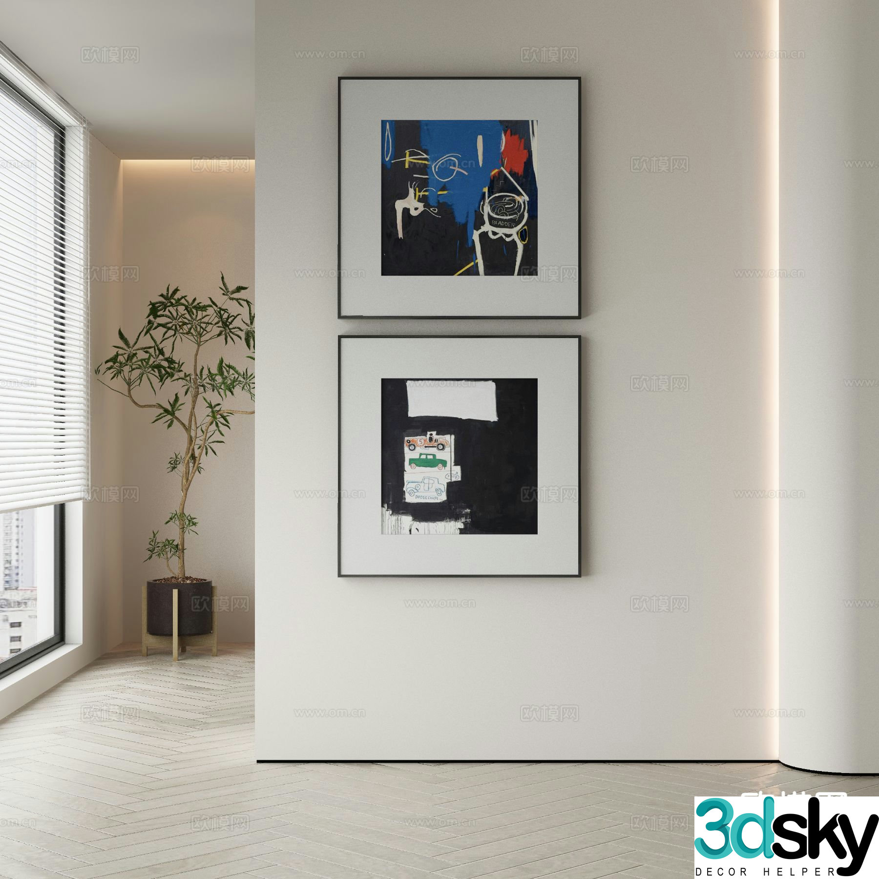 Modern art painting texture painting decorative painting 3d model