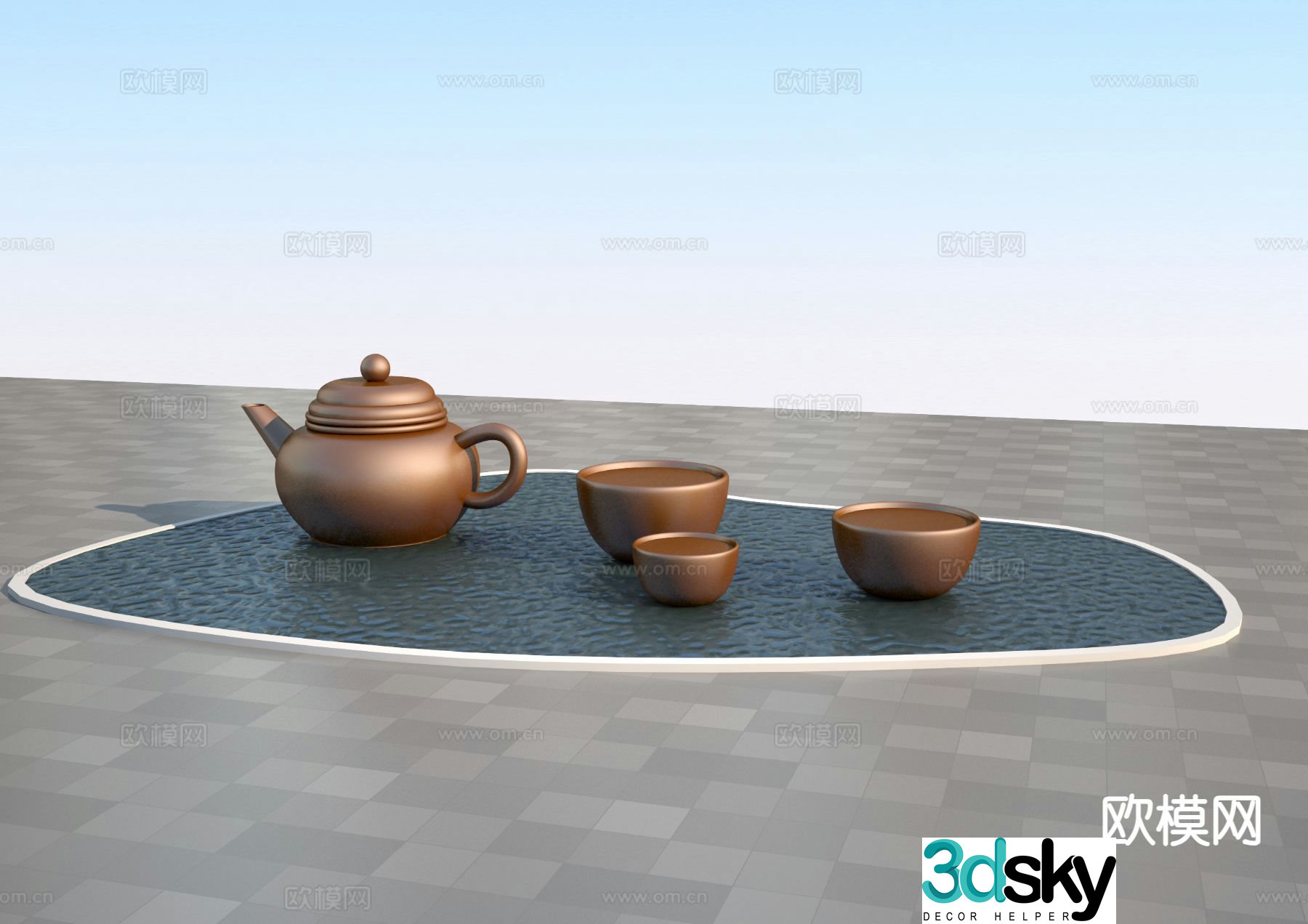 Modern teapot sculpture 3d model