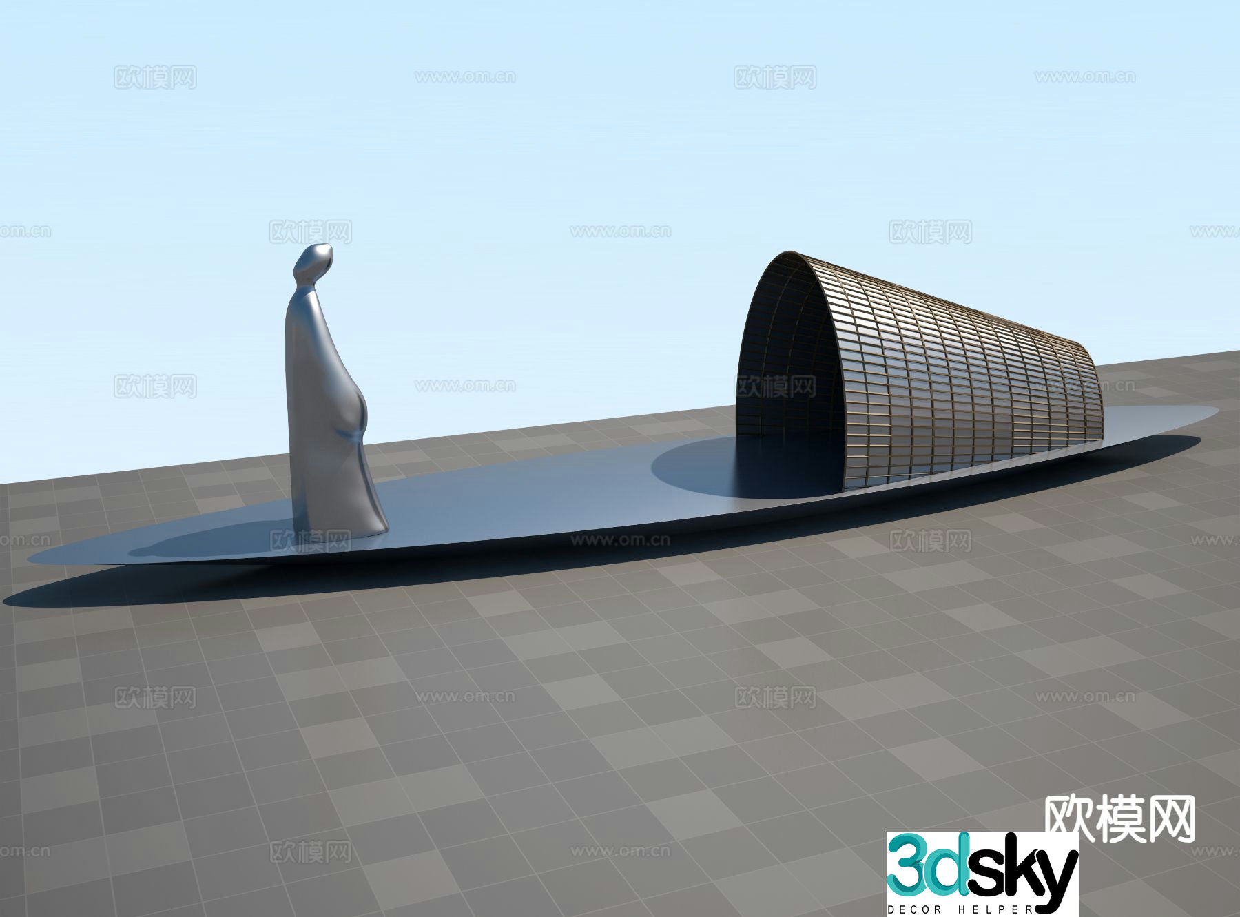 Modern awning boat sculpture 3d model