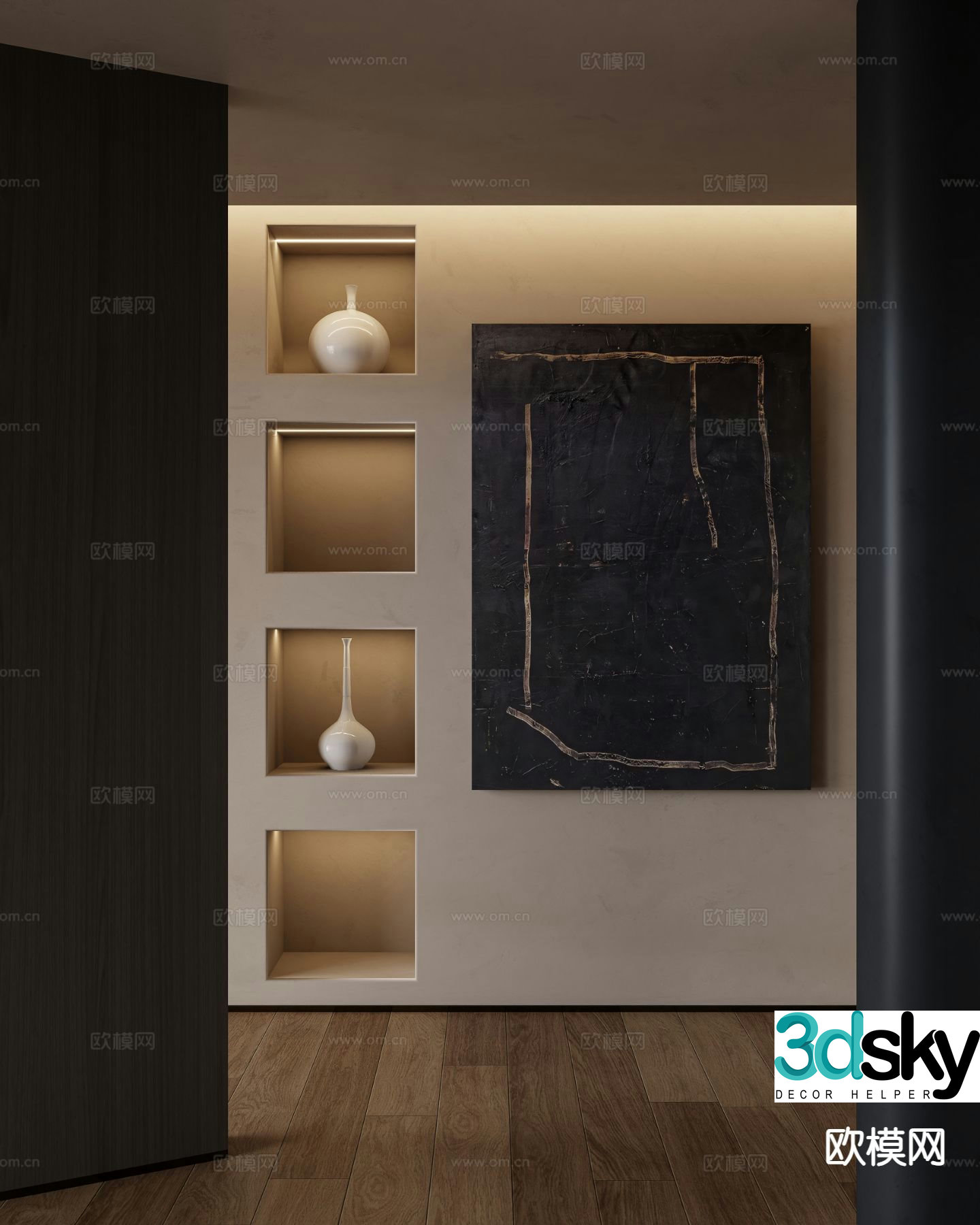 Wabi-sabi decorative painting texture painting hanging painting 3D model