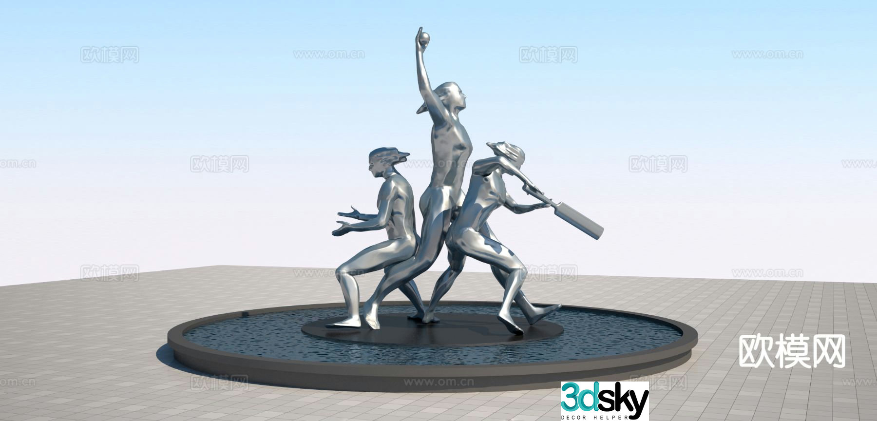 Simple sports man sculpture 3d model