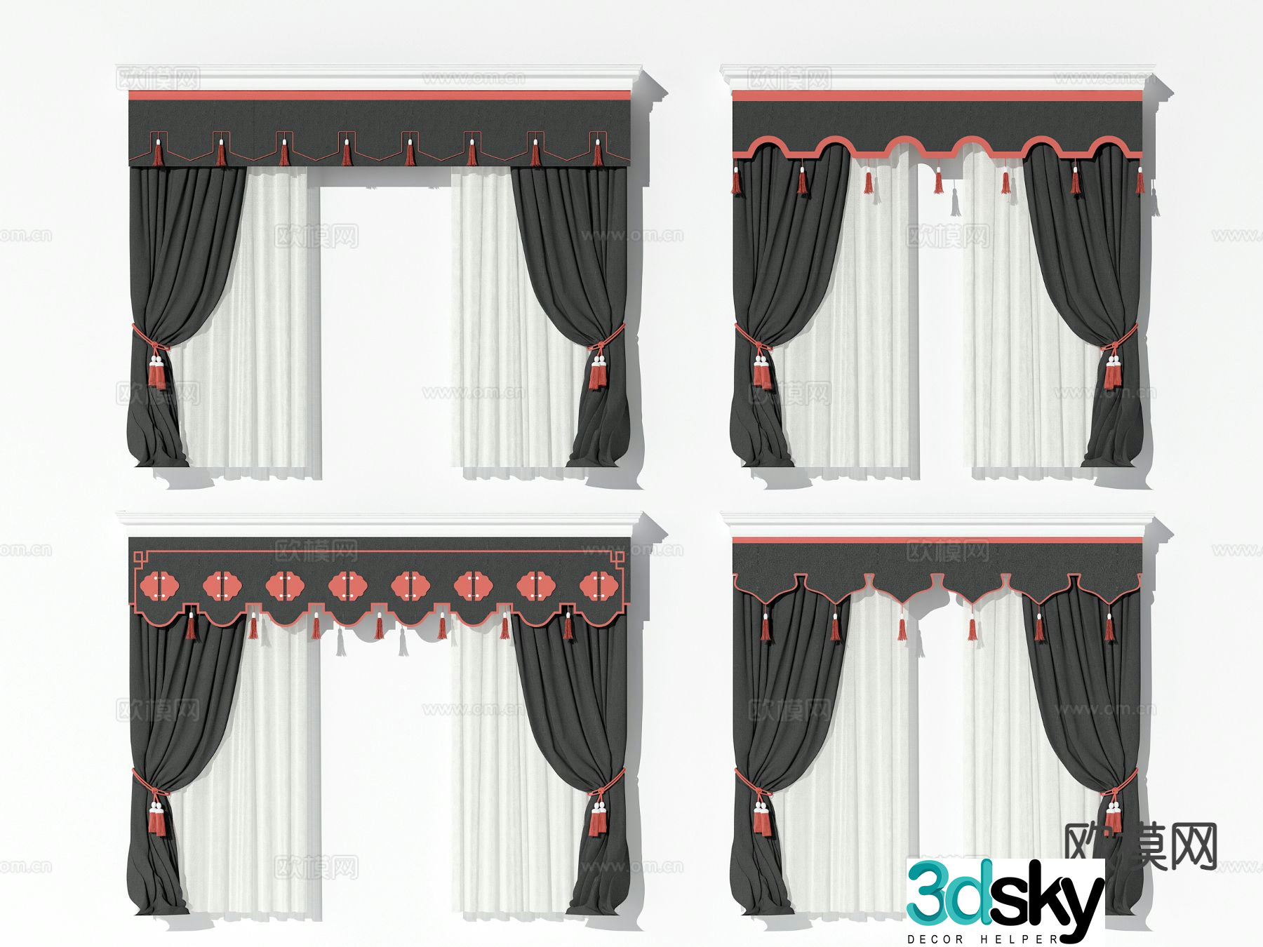 Chinese curtains screens curtains 3d model
