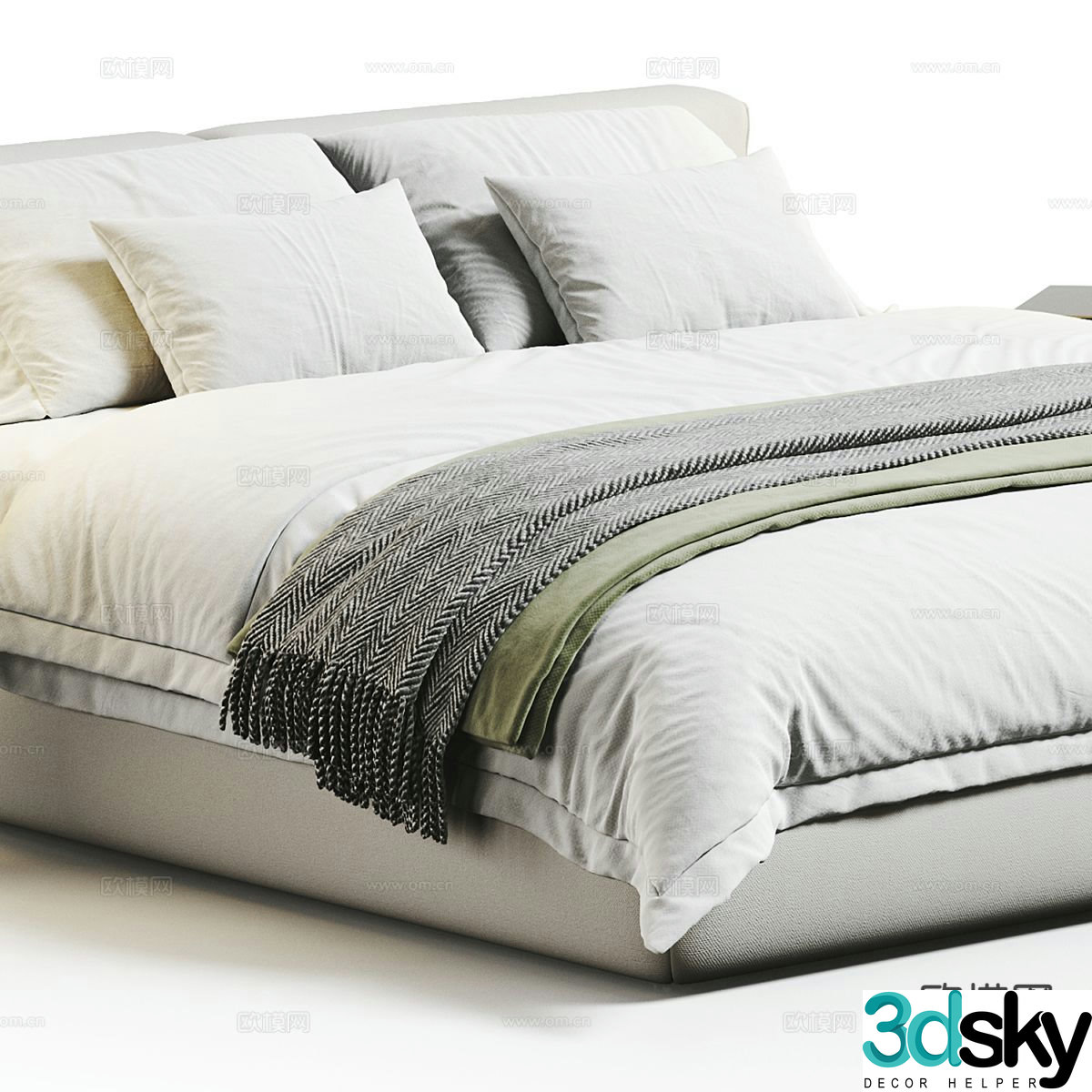 Fabric bed double bed 3d model