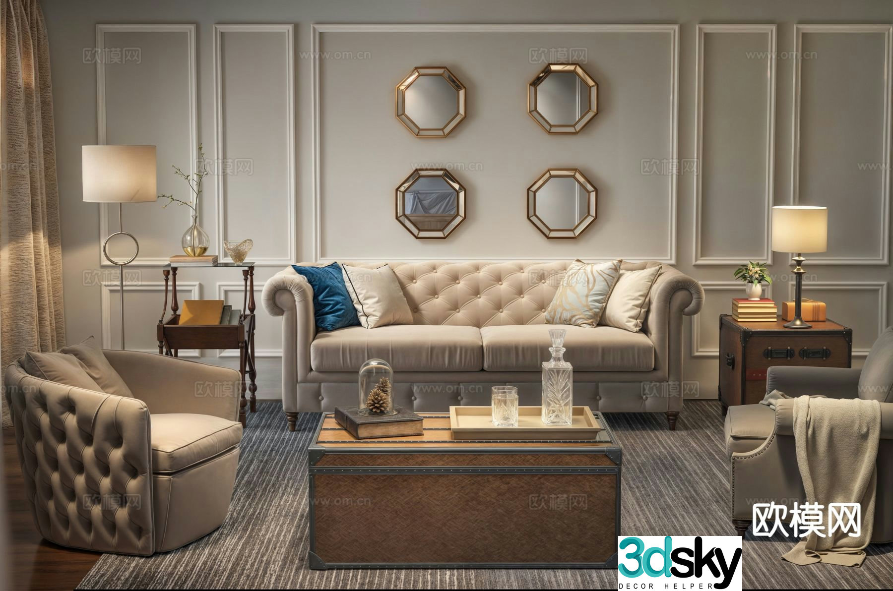 European style modular sofa 3d model