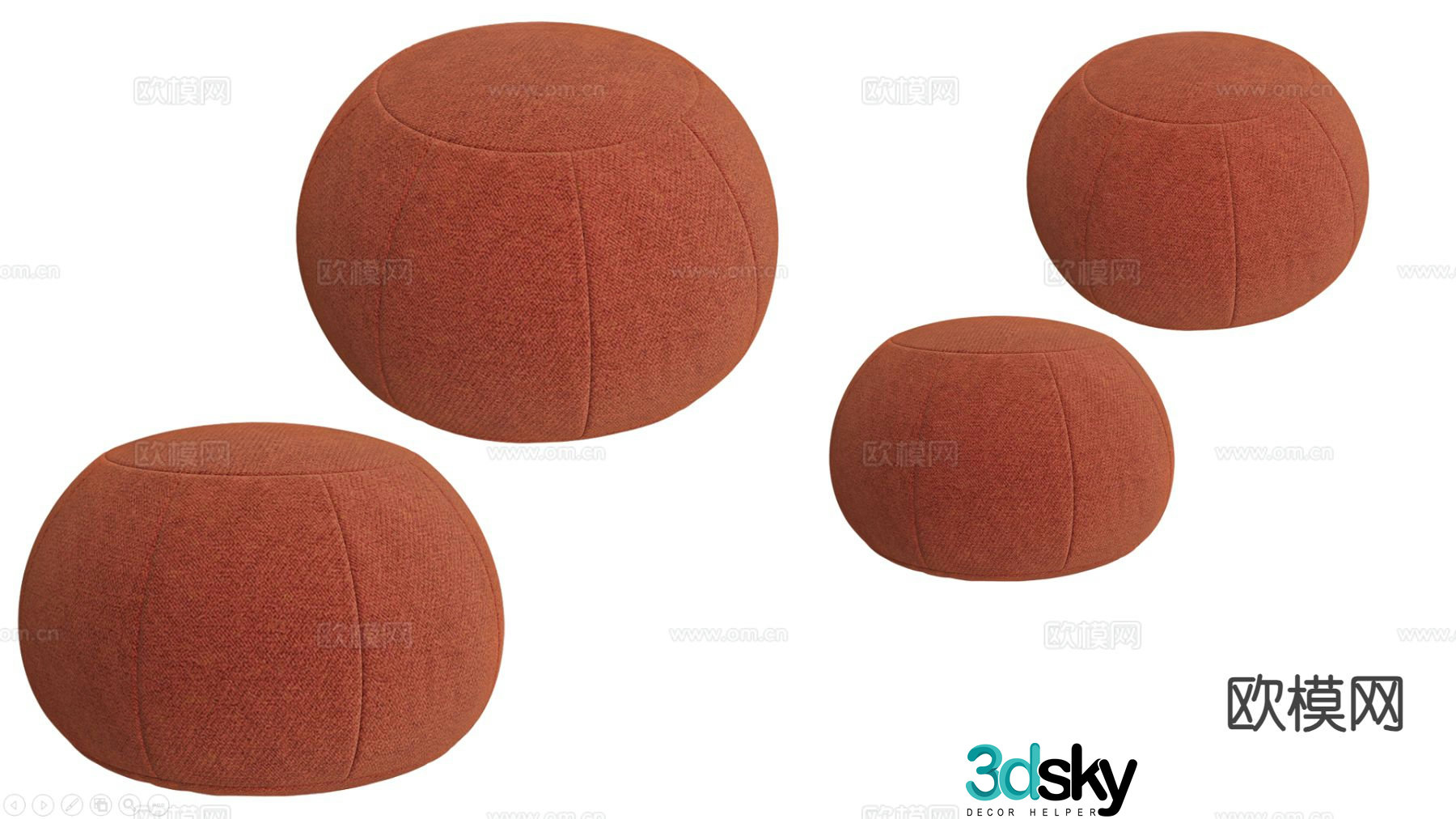 Round stool sofa stool low stool 3d model