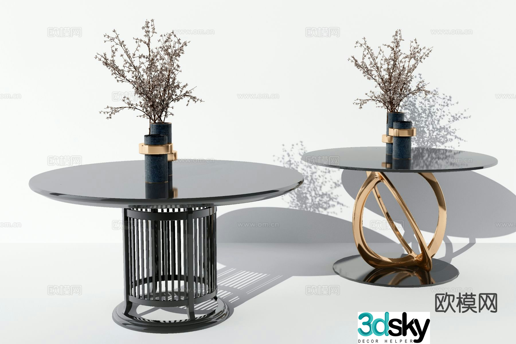 Modern double coffee table 3d model