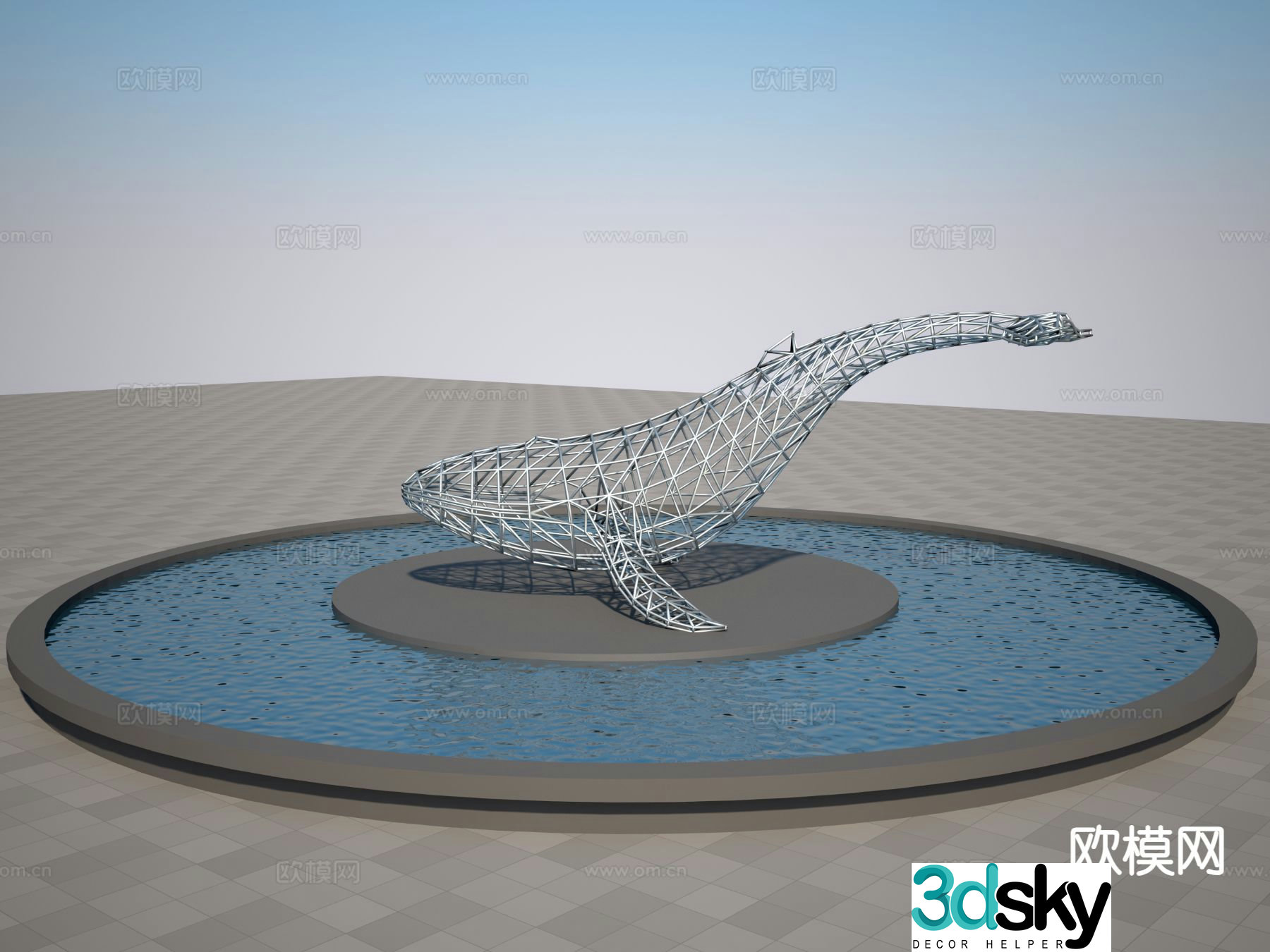 Braided whale sculpture 3d model