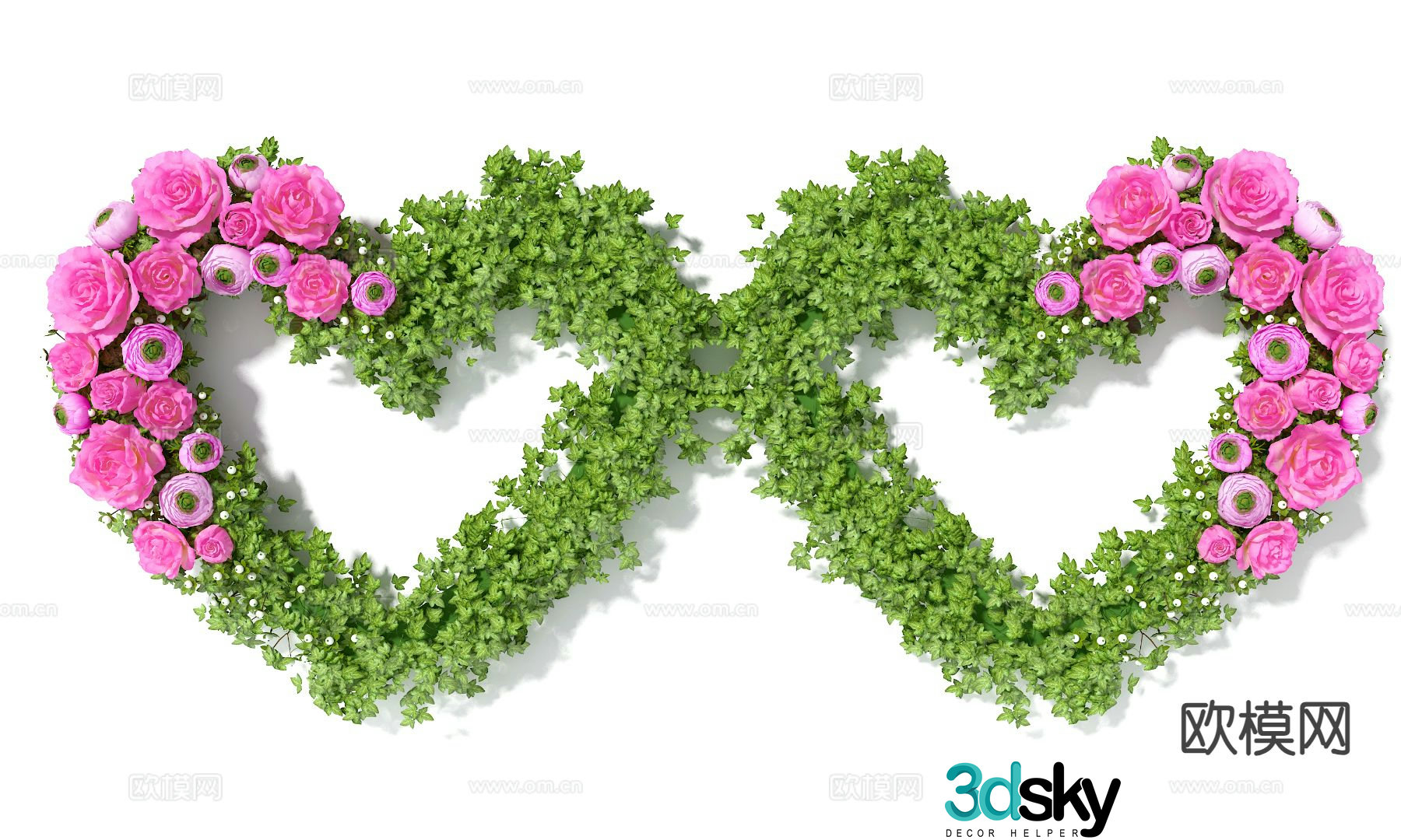 Rose wall decoration plant love wall decoration plant wall 3D model
