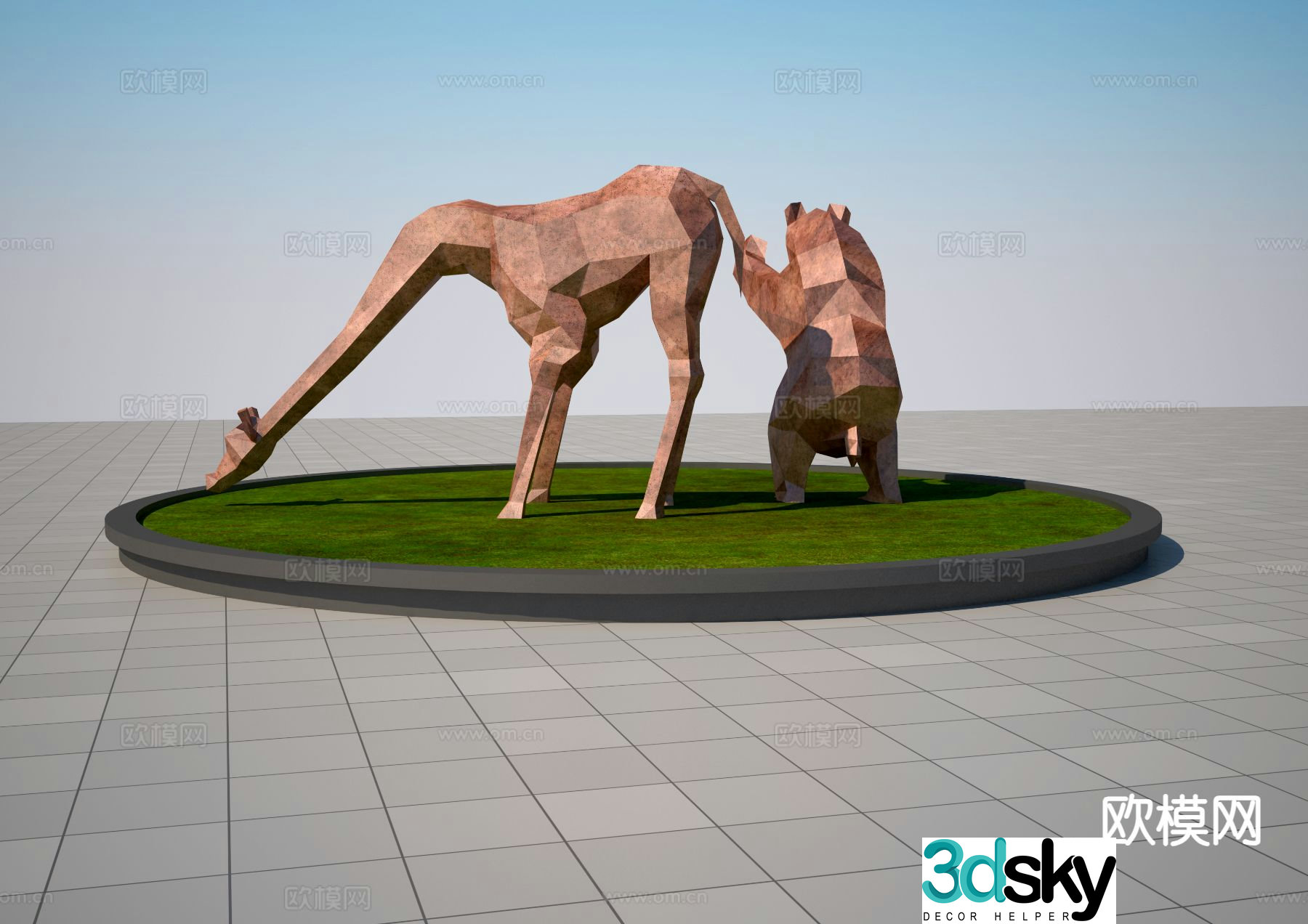 Giraffe sculpture bear sculpture 3d model