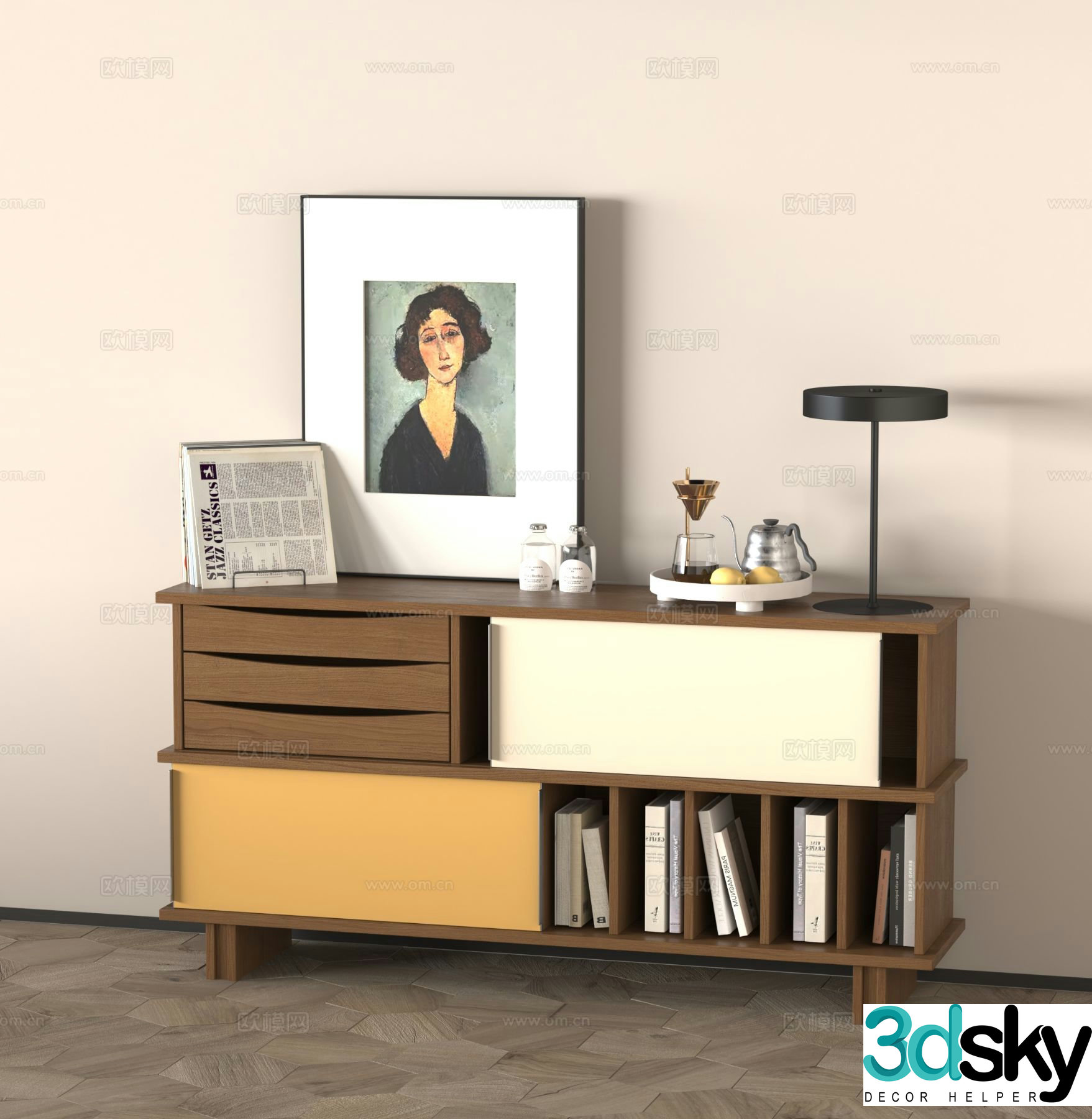 Wabi-sabi entrance cabinet side cabinet 3D model