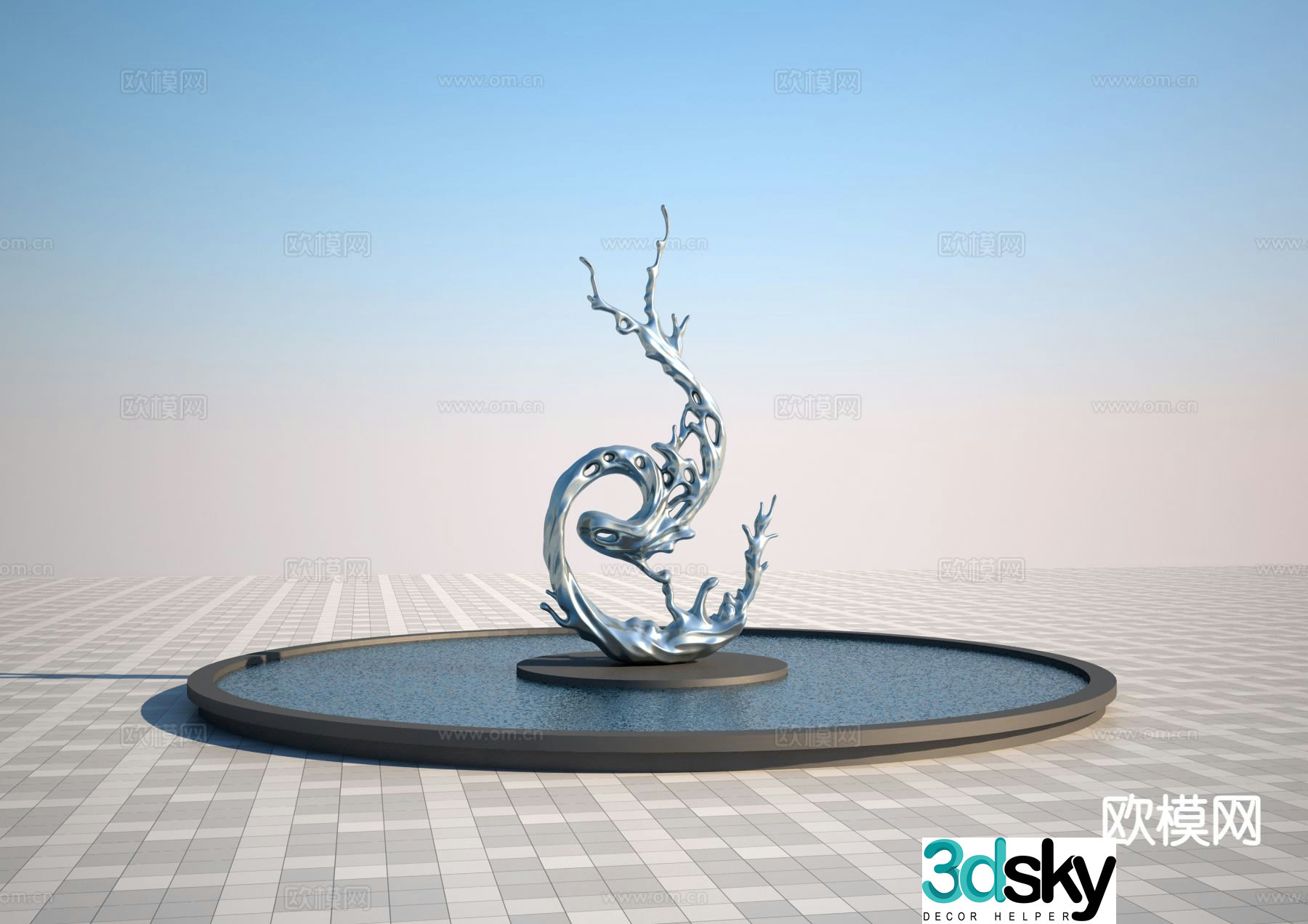 Wave sculpture urban sculpture 3d model