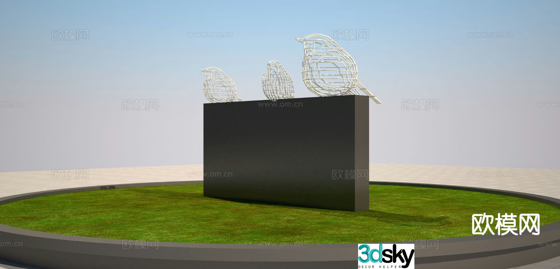 Modern woven bird sculpture 3d model