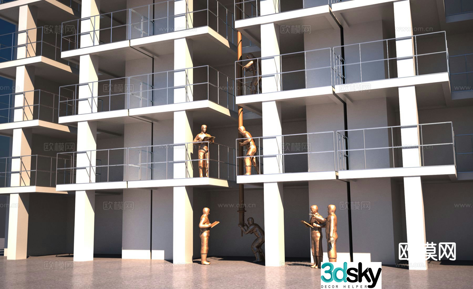 Modern worker sculpture 3d model