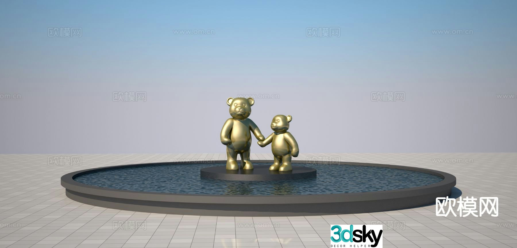Modern bear cartoon sculpture 3d model